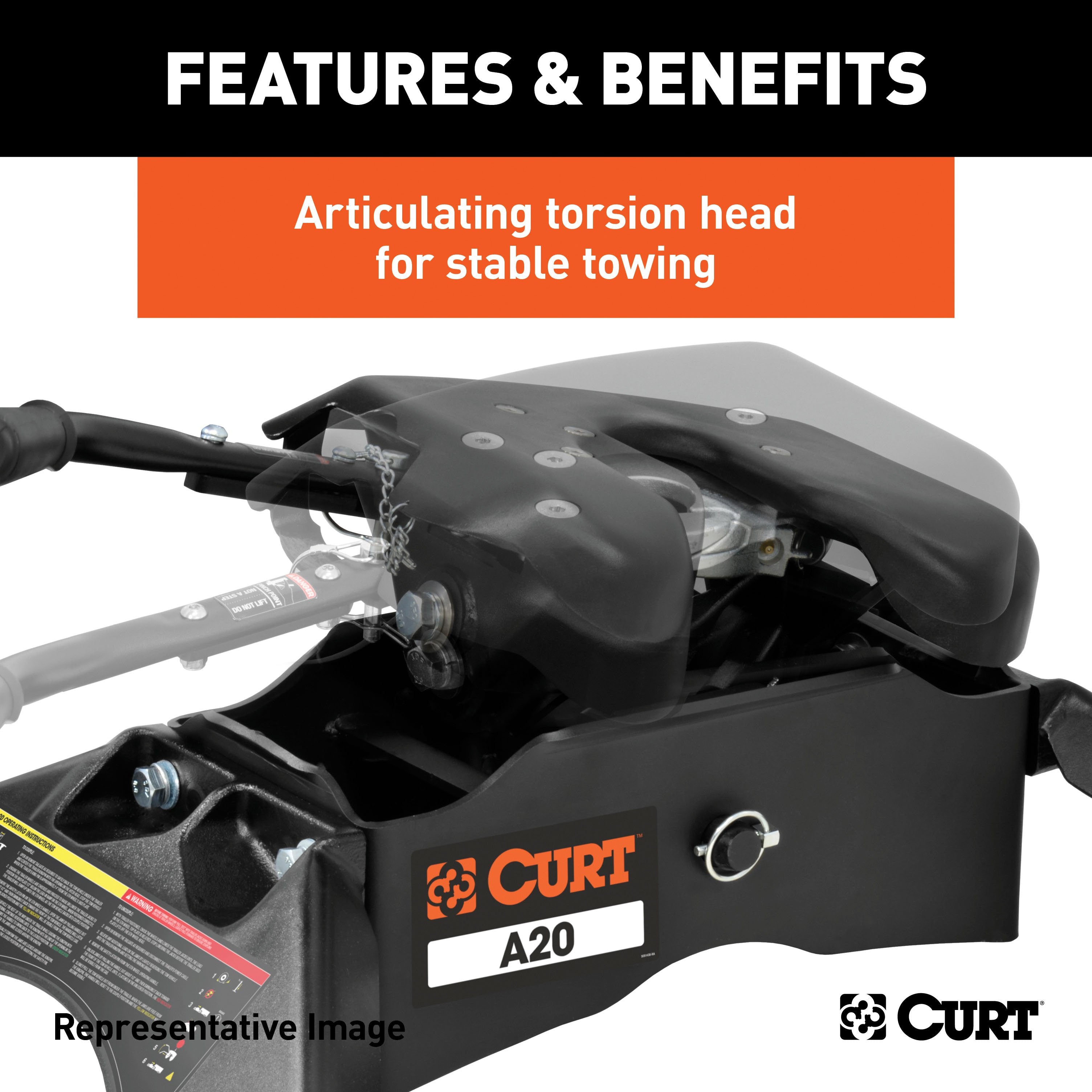 Curt A20 Dual Jaw Sliding 5th Wheel Trailer Hitch for 2011-2025 Ford F250 F350 with 6-3/4' Bed - For Short Beds (20K Towing Capacity) CU23CA