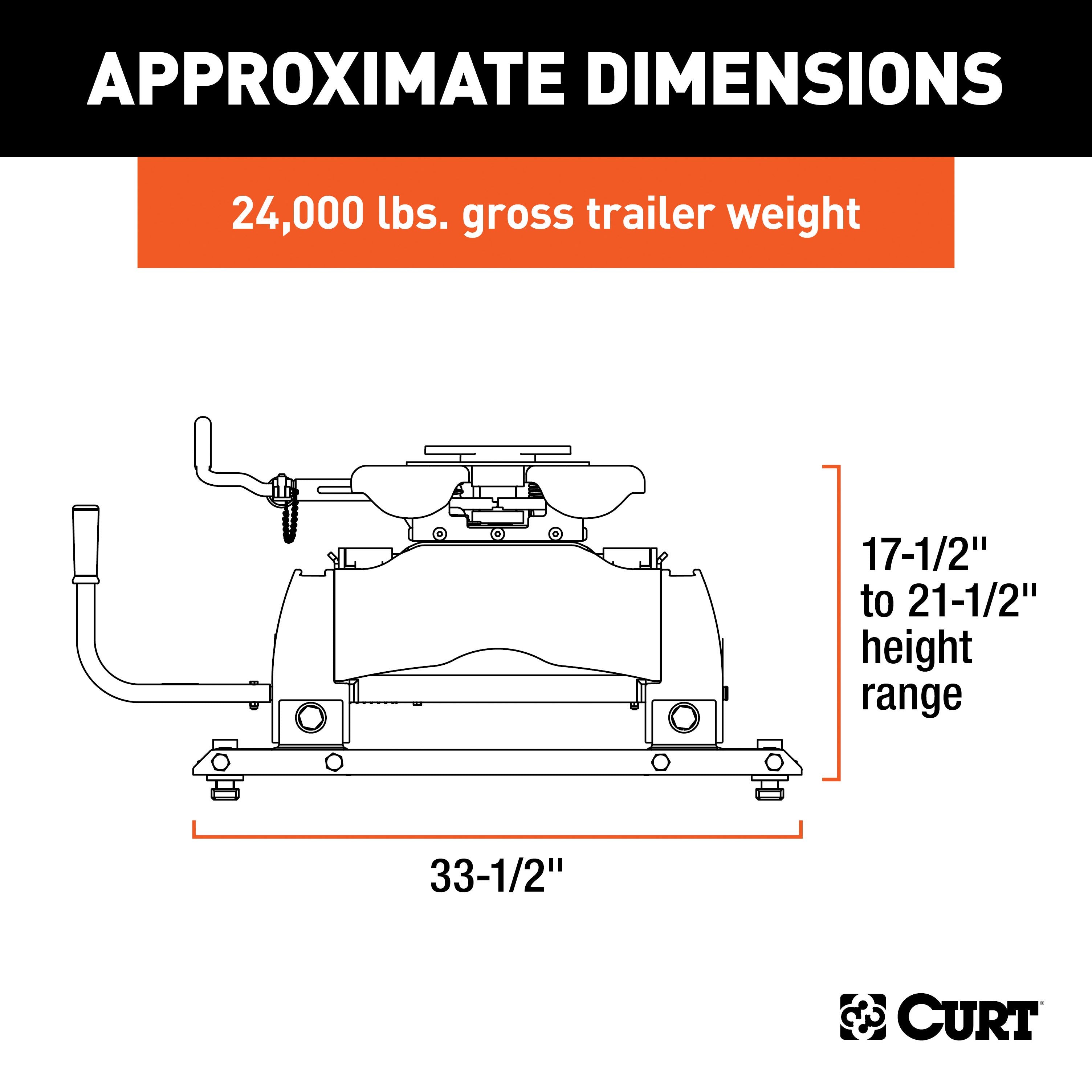 Curt Q24 Dual Jaw Sliding 5th Wheel Trailer Hitch for 2011-2025 Ford F250 F350 with 6-3/4' Bed - For Short Beds (24K Towing Capacity) CU63CA