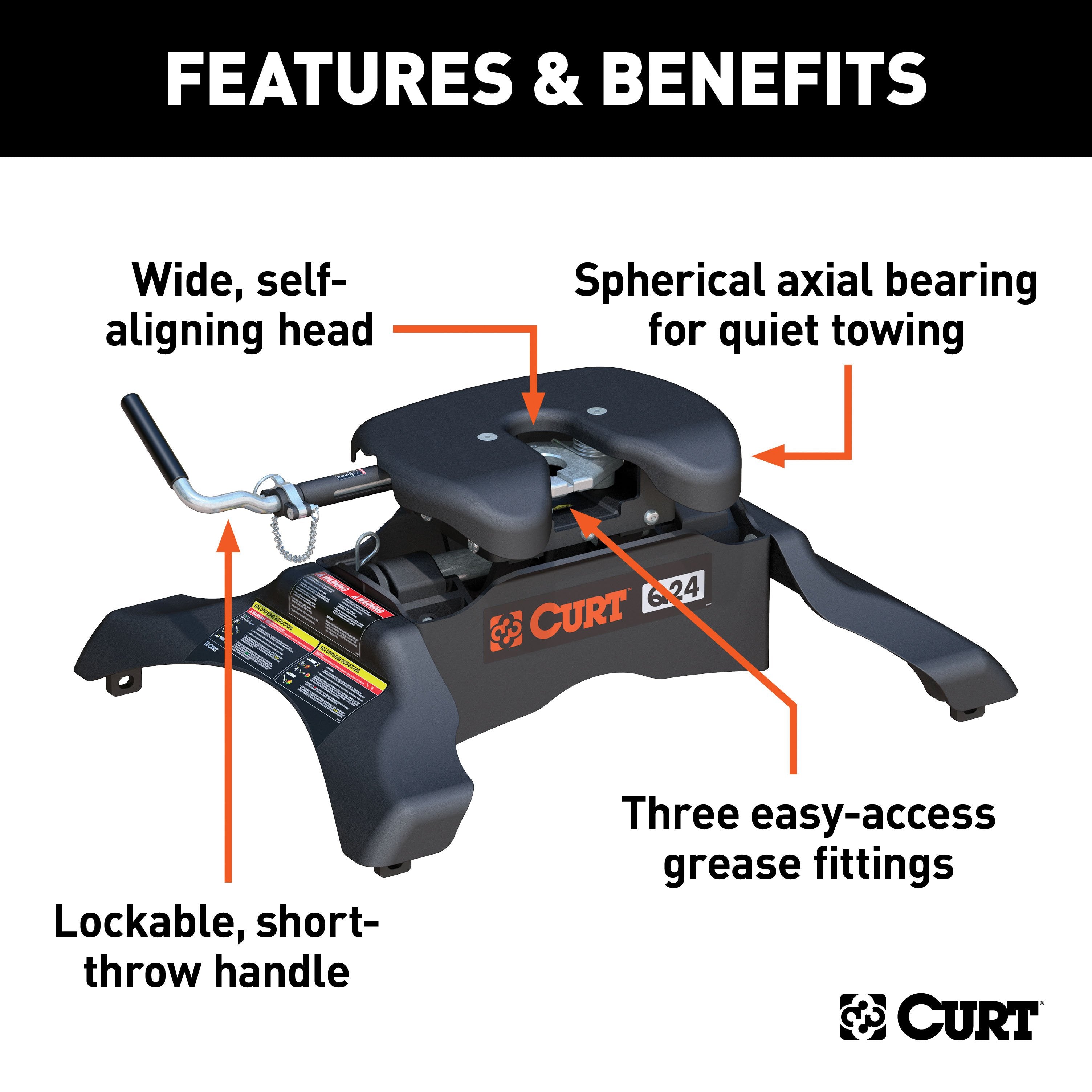 Curt Q24 Dual Jaw Sliding 5th Wheel Trailer Hitch for 2013-2017 Ram 1500 - For Short Beds (24K Towing Capacity) CU86HA