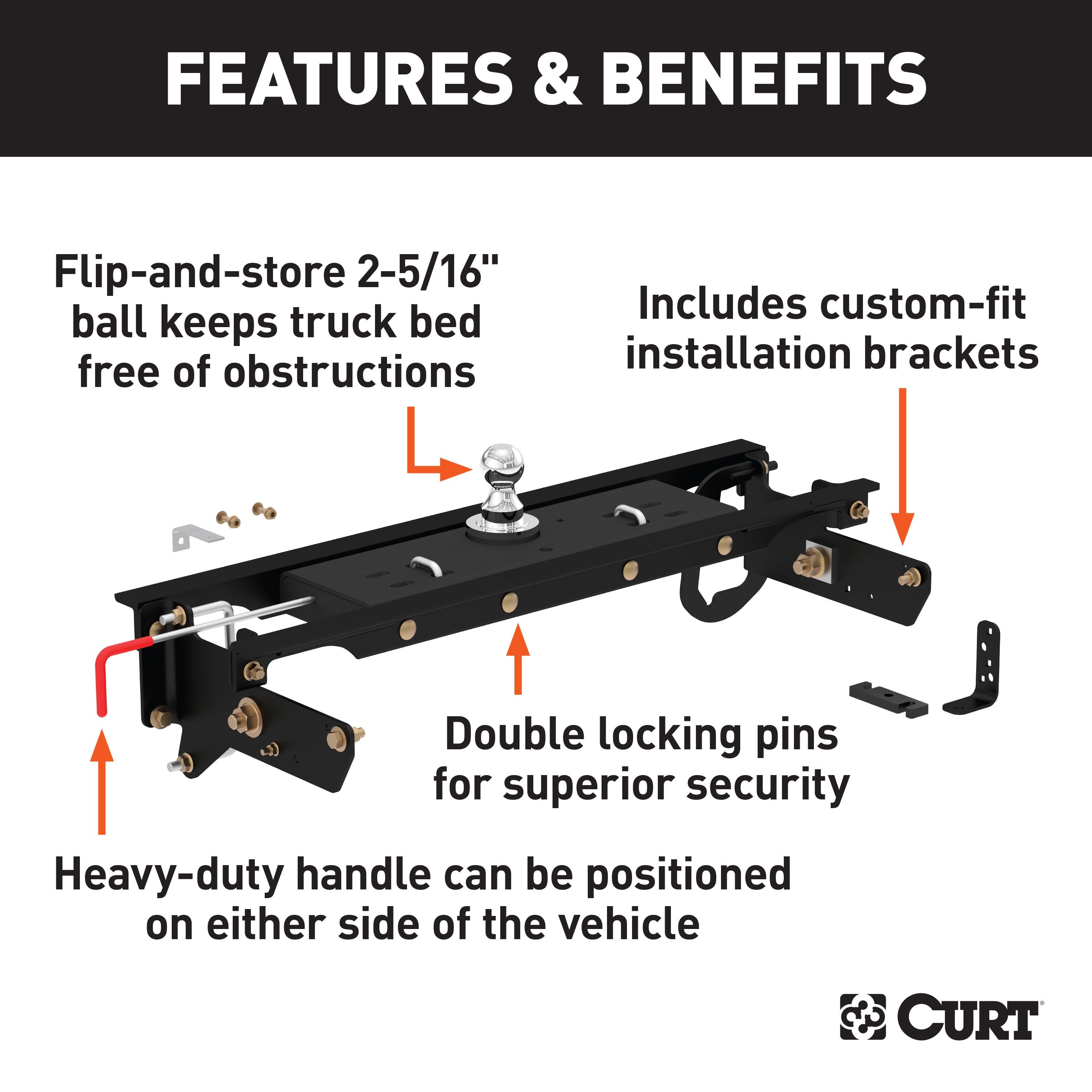 Under-Bed Gooseneck Install Brackets,Double Lock Gooseneck Hitch