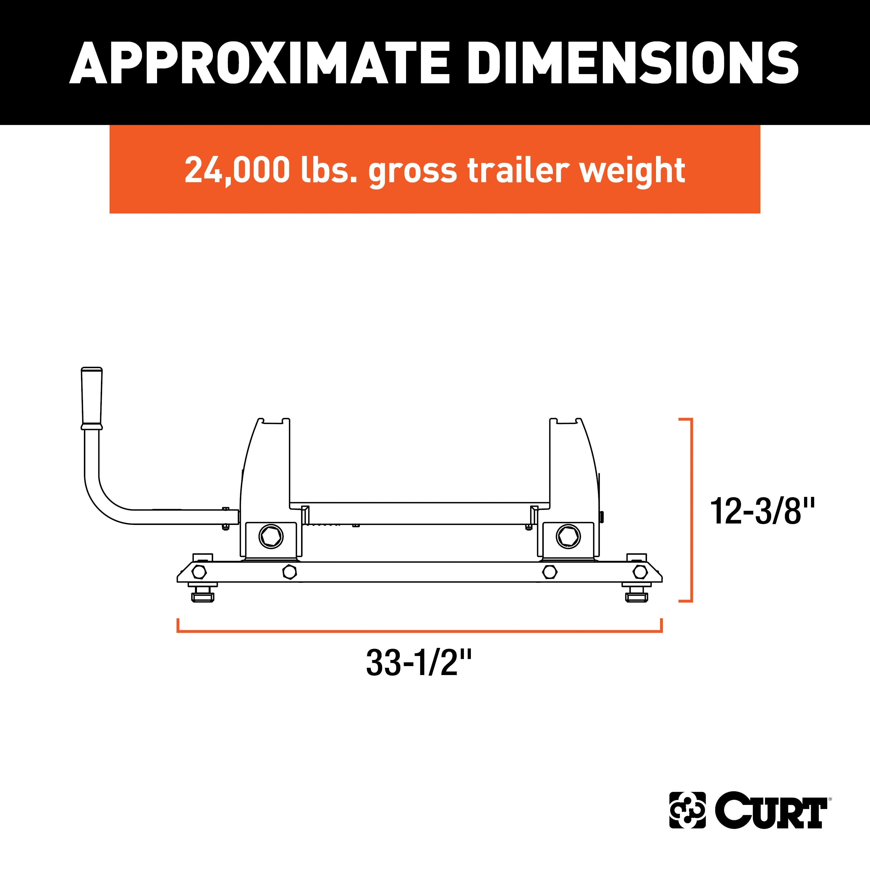 Curt A25 Dual Jaw Sliding 5th Wheel Trailer Hitch for 2011-2025 Ford F250 F350 with 6-3/4' Bed - For Short Beds (25K Towing Capacity) CU33CA