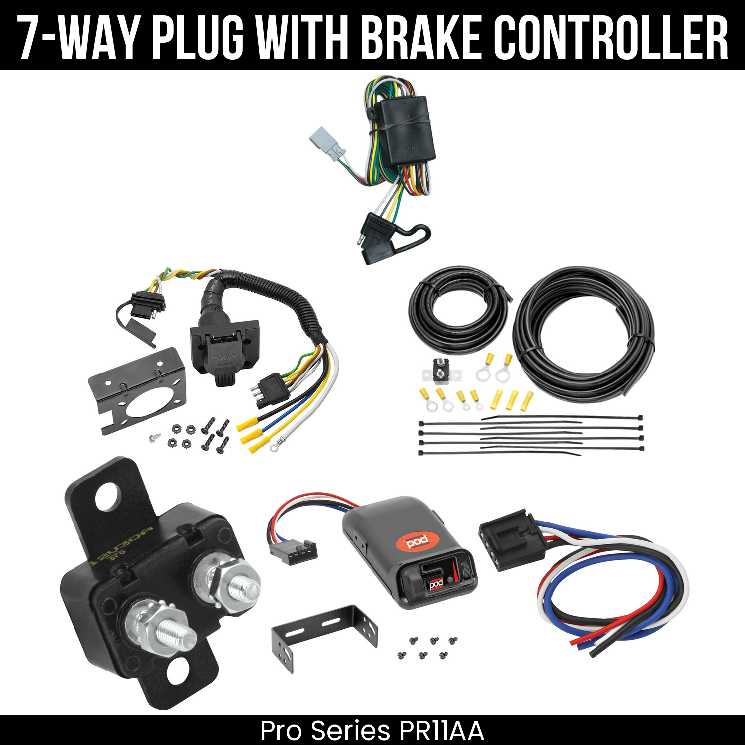 Trailer Wiring 7-Way Plug w/ Bracket , Pro Series POD Brake Control