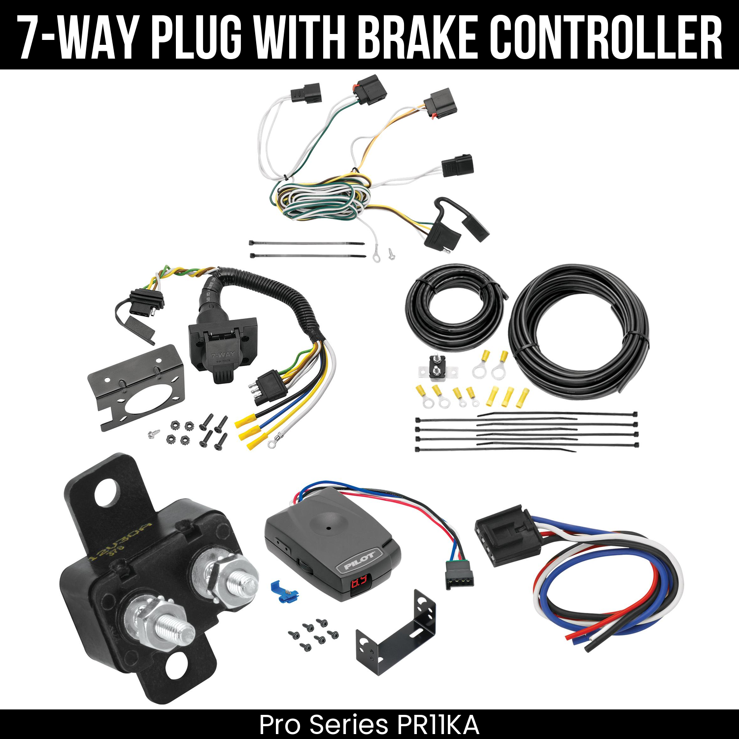 Trailer Wiring 7-Way Plug w/ Bracket , Pro Series Pilot Brake Control