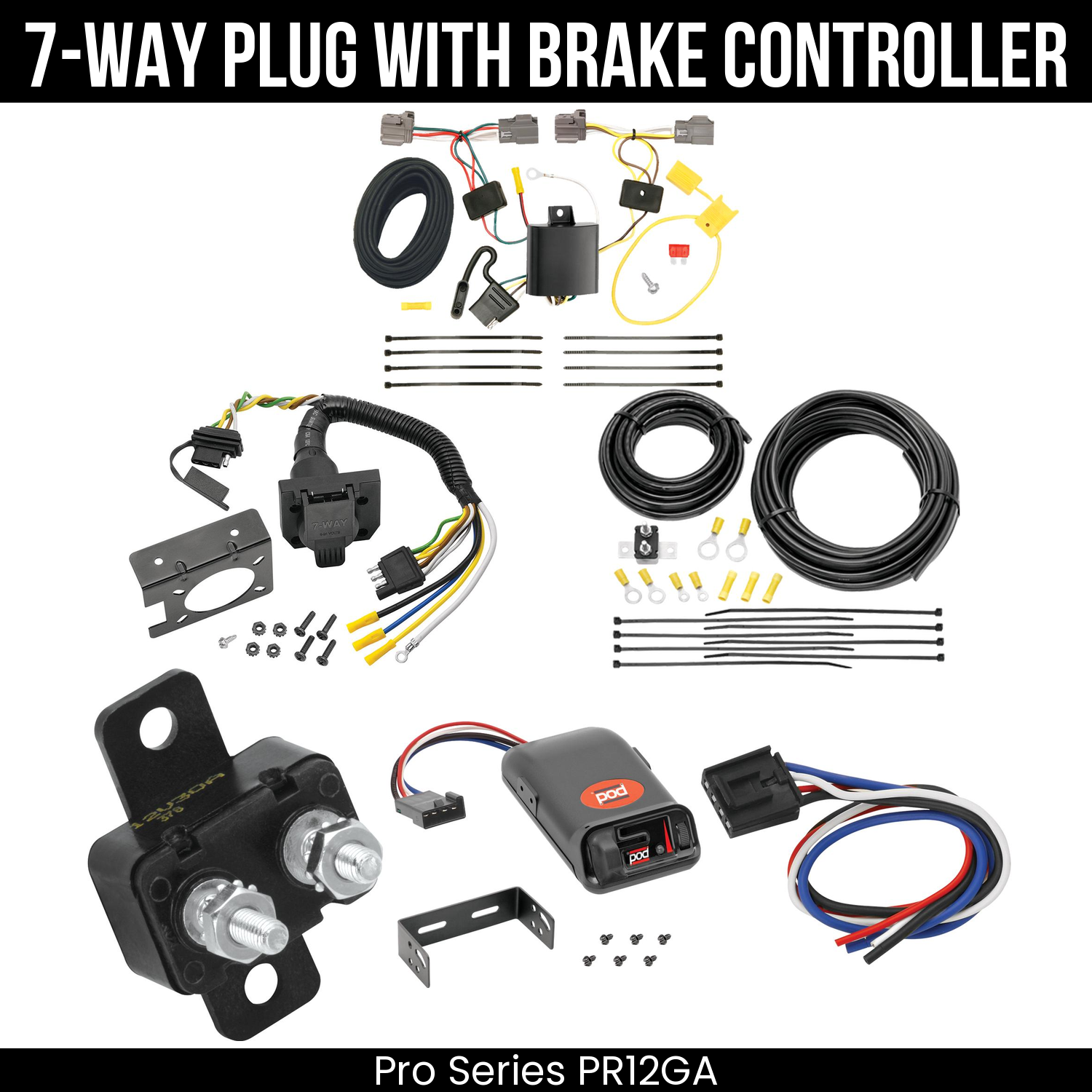 Trailer Wiring 7-Way Plug w/ Bracket , Pro Series POD Brake Control
