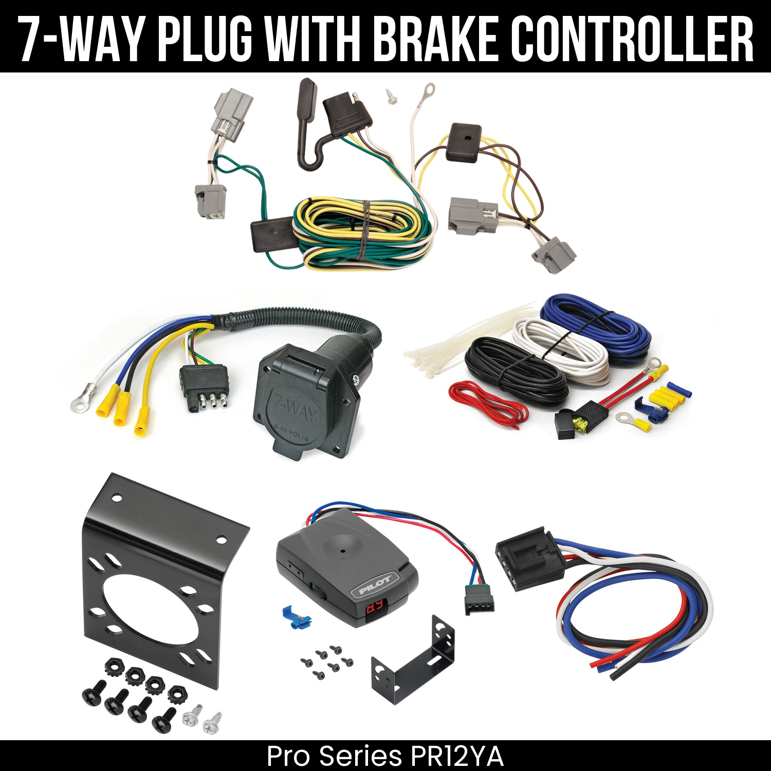 Trailer Wiring 7-Way Economy Plug w/ Bracket , Pro Series Pilot Brake Control