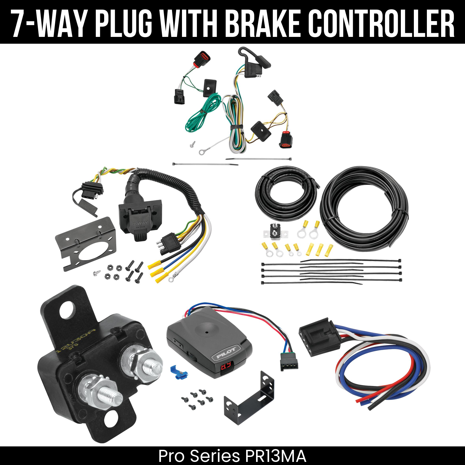 Trailer Wiring 7-Way Plug w/ Bracket , Pro Series Pilot Brake Control