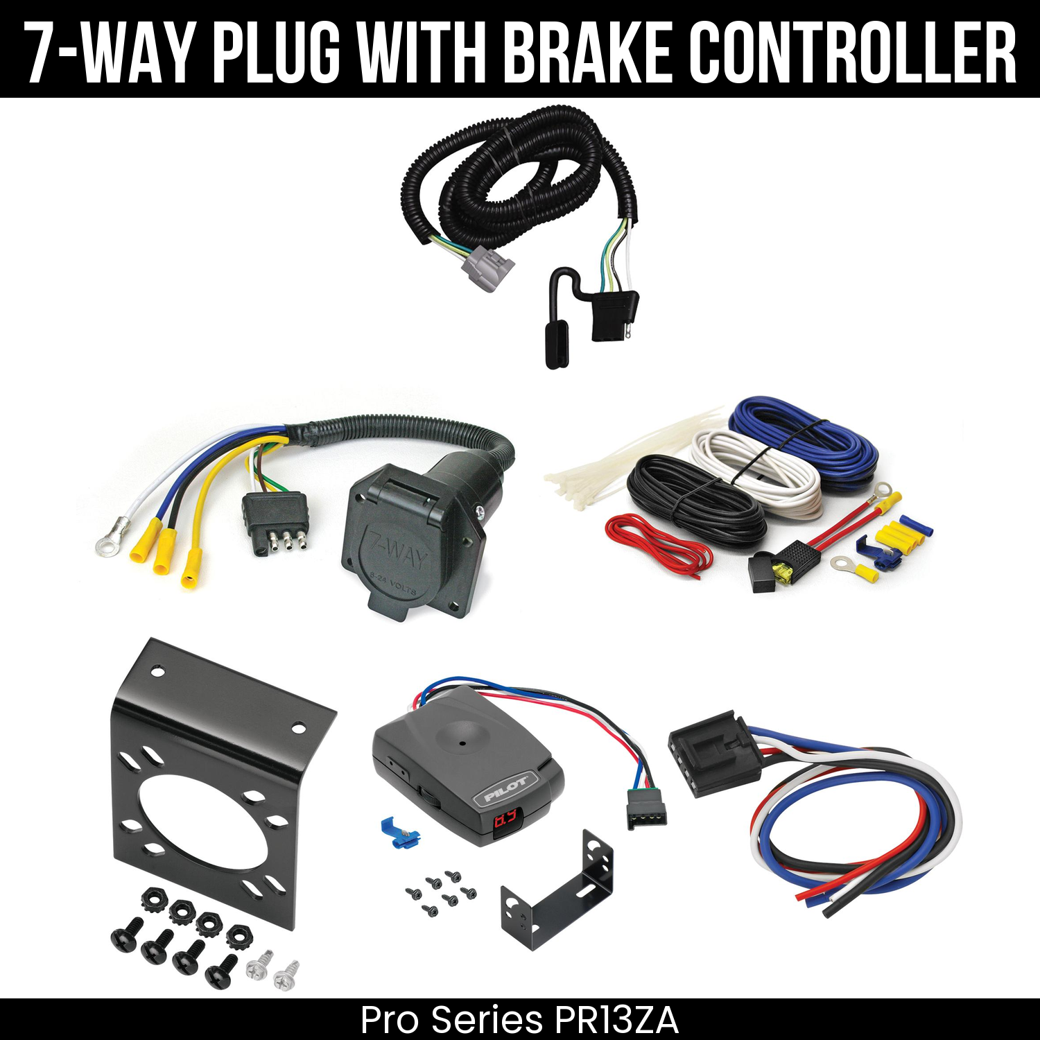 Trailer Wiring 7-Way Economy Plug w/ Bracket , Pro Series Pilot Brake Control