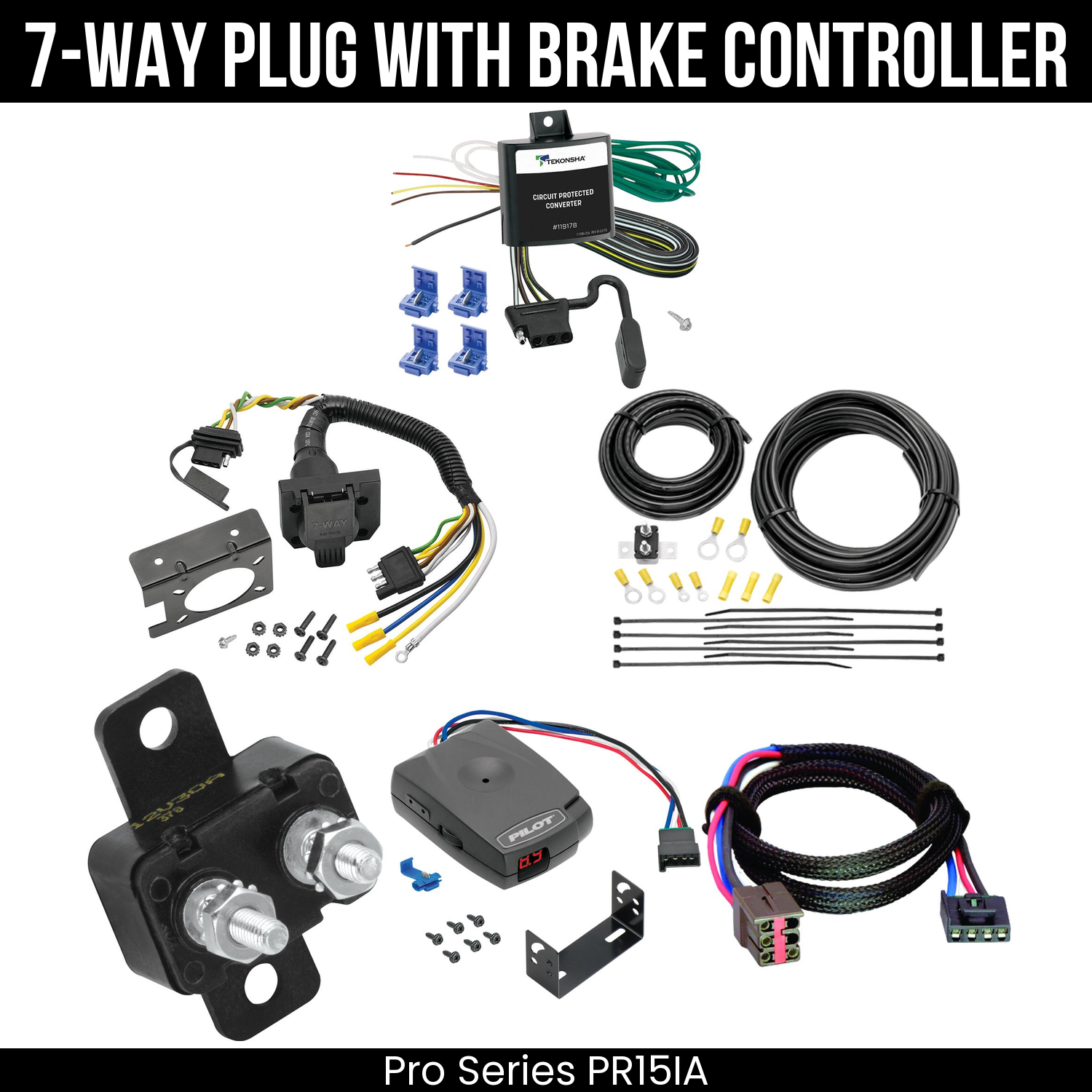 Trailer Wiring 7-Way Plug w/ Bracket , Pro Series Pilot Brake Control