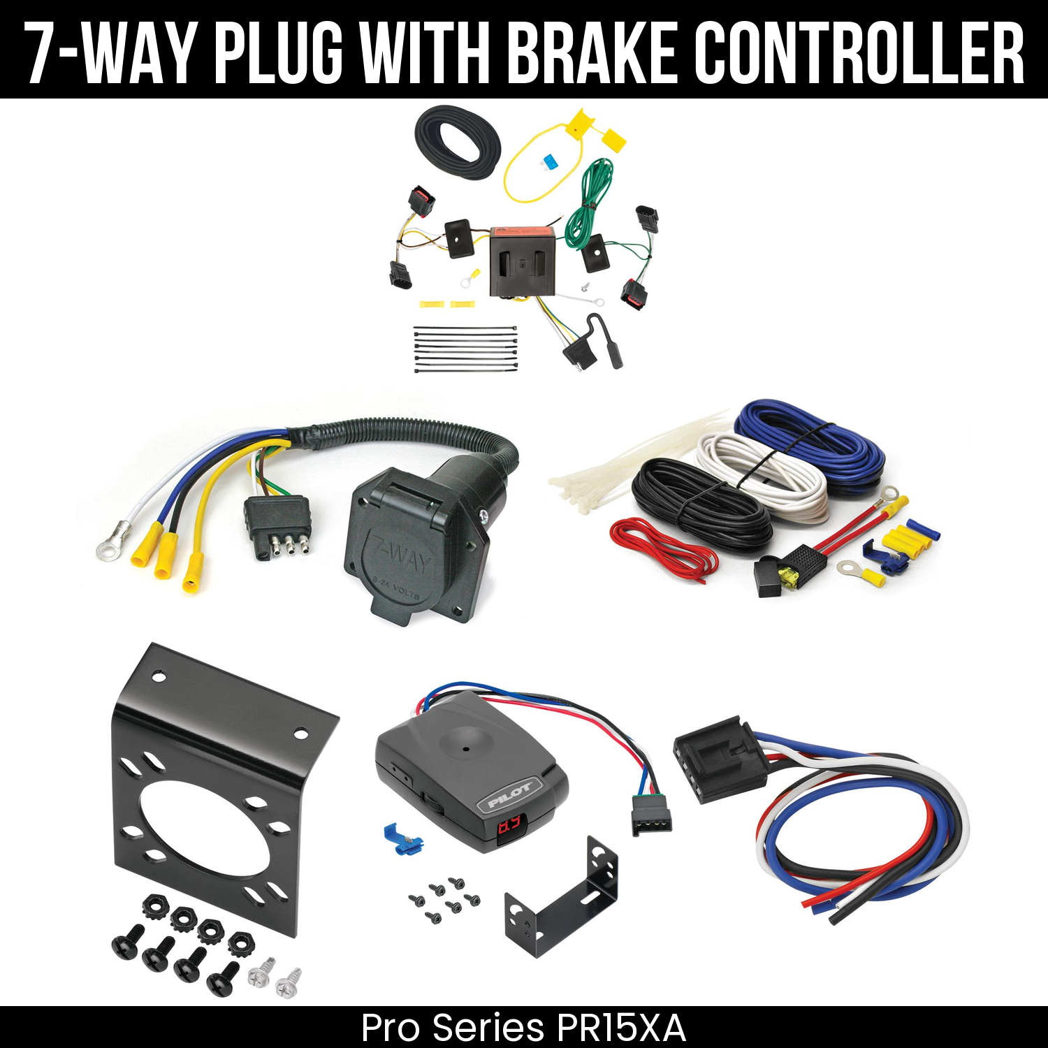 Trailer Wiring 7-Way Economy Plug w/ Bracket , Pro Series Pilot Brake Control