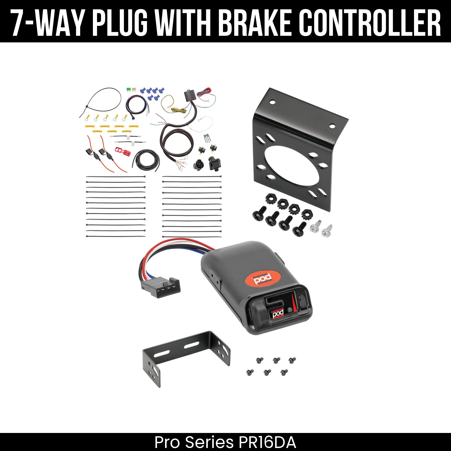 Trailer Wiring 7-Way Plug w/ Bracket , Pro Series POD Brake Control