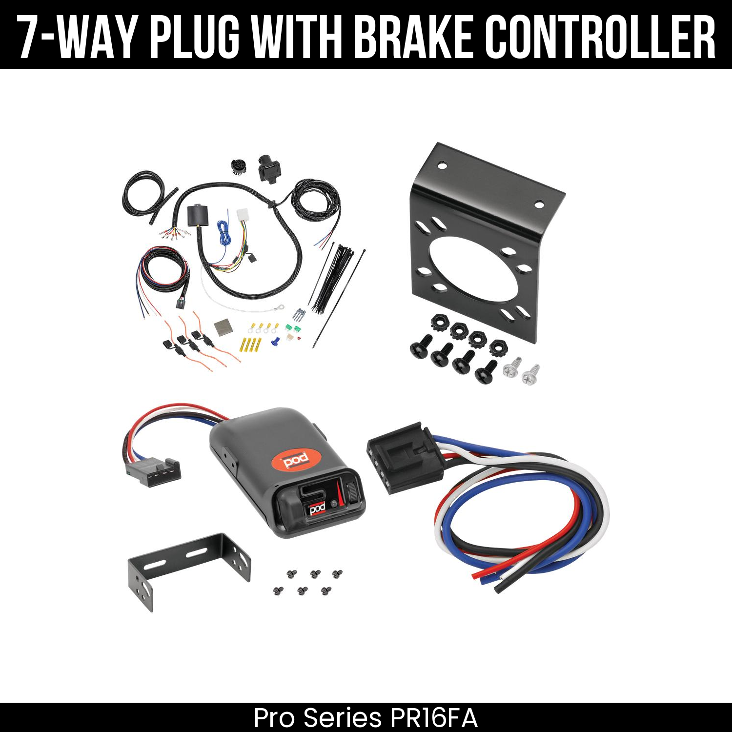 Trailer Wiring 7-Way Plug w/ Bracket , Pro Series POD Brake Control