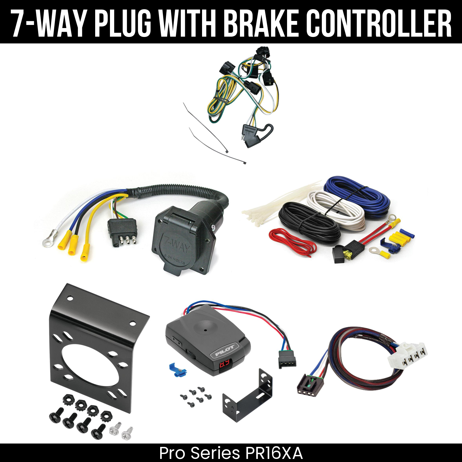 Trailer Wiring 7-Way Economy Plug w/ Bracket , Pro Series Pilot Brake Control