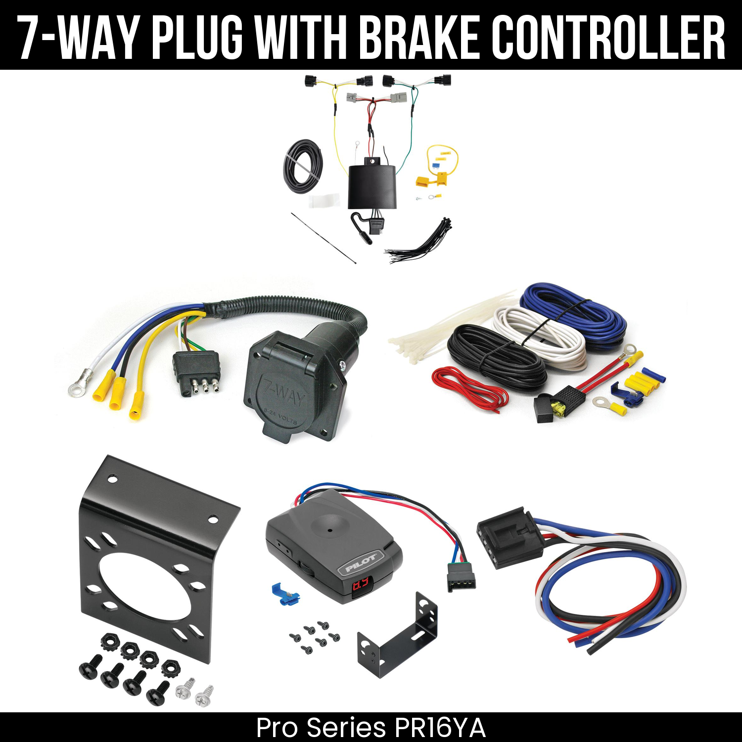 Trailer Wiring 7-Way Economy Plug w/ Bracket , Pro Series Pilot Brake Control
