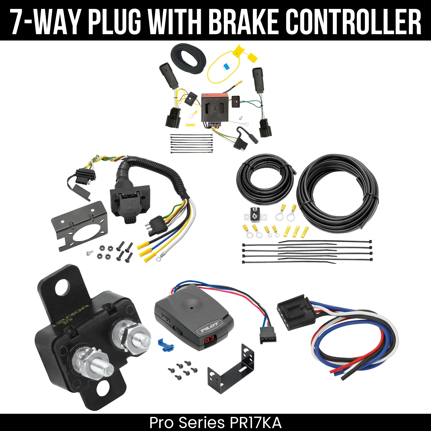 Trailer Wiring 7-Way Plug w/ Bracket , Pro Series Pilot Brake Control