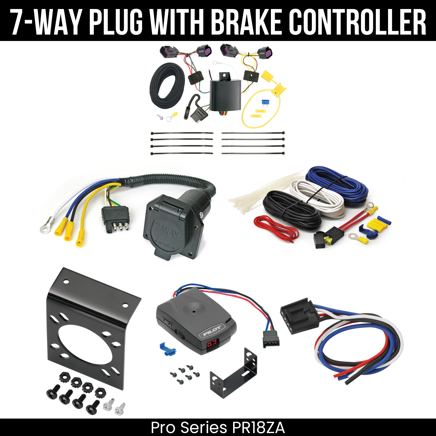 Trailer Wiring 7-Way Economy Plug w/ Bracket , Pro Series Pilot Brake Control