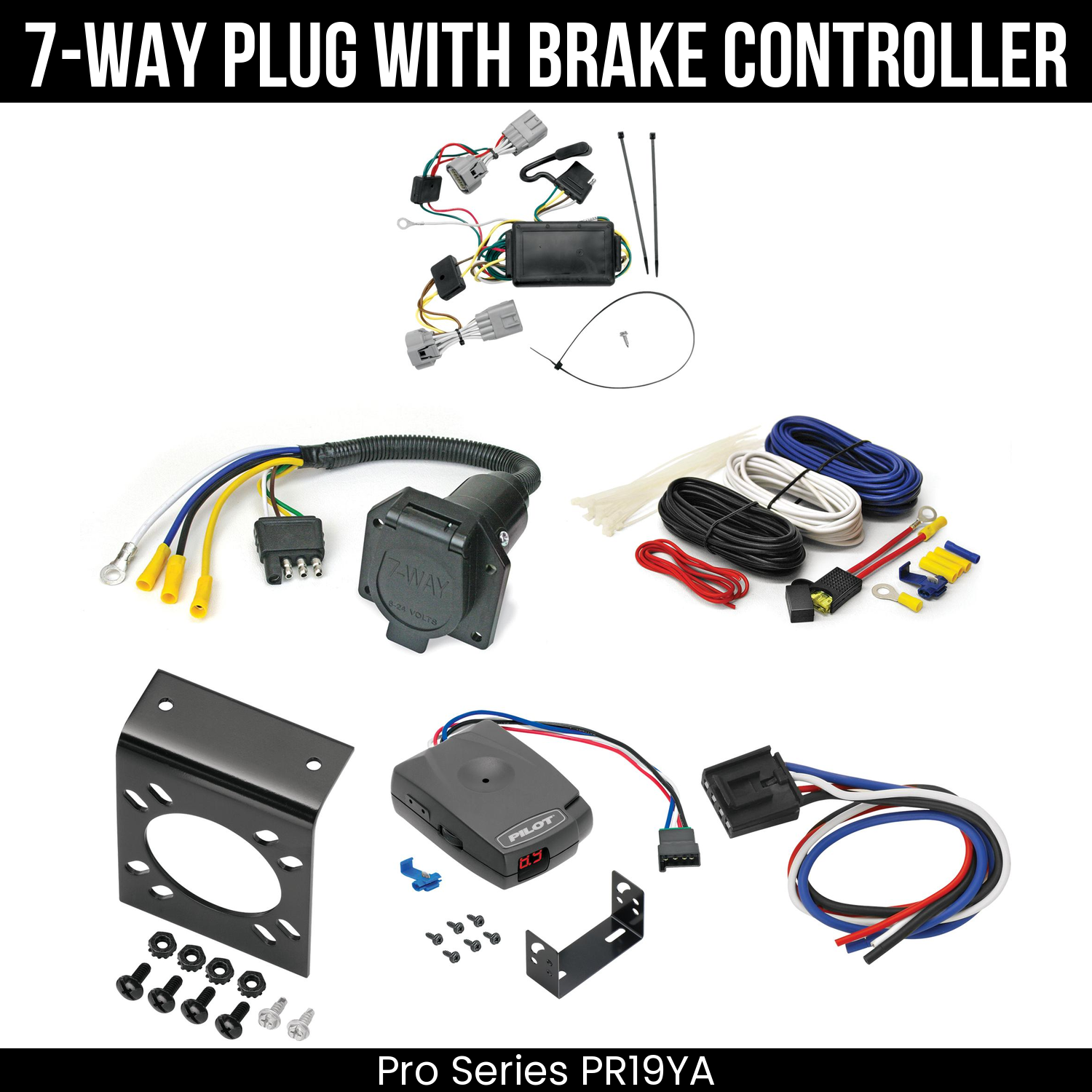 Trailer Wiring 7-Way Economy Plug w/ Bracket , Pro Series Pilot Brake Control
