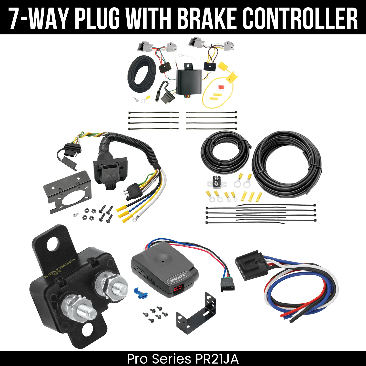 Trailer Wiring 7-Way Plug w/ Bracket , Pro Series Pilot Brake Control