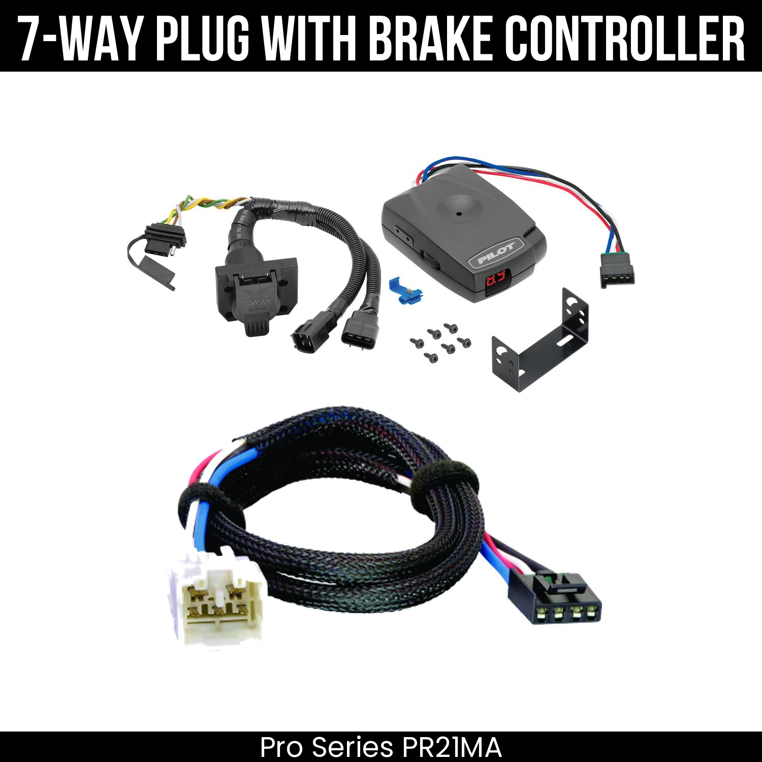 Trailer Wiring 7-Way Plug w/ Bracket , Pro Series Pilot Brake Control