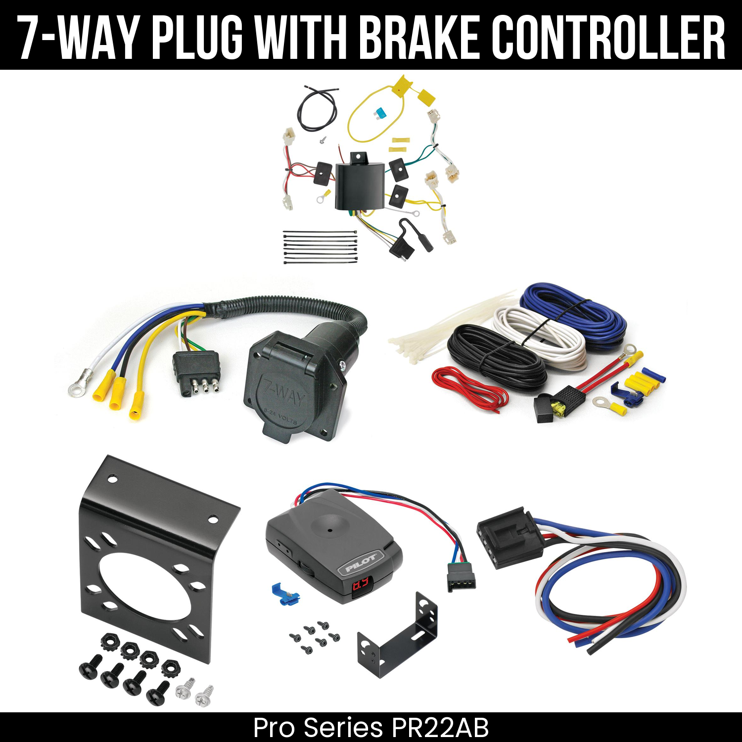 Trailer Wiring 7-Way Economy Plug w/ Bracket , Pro Series Pilot Brake Control
