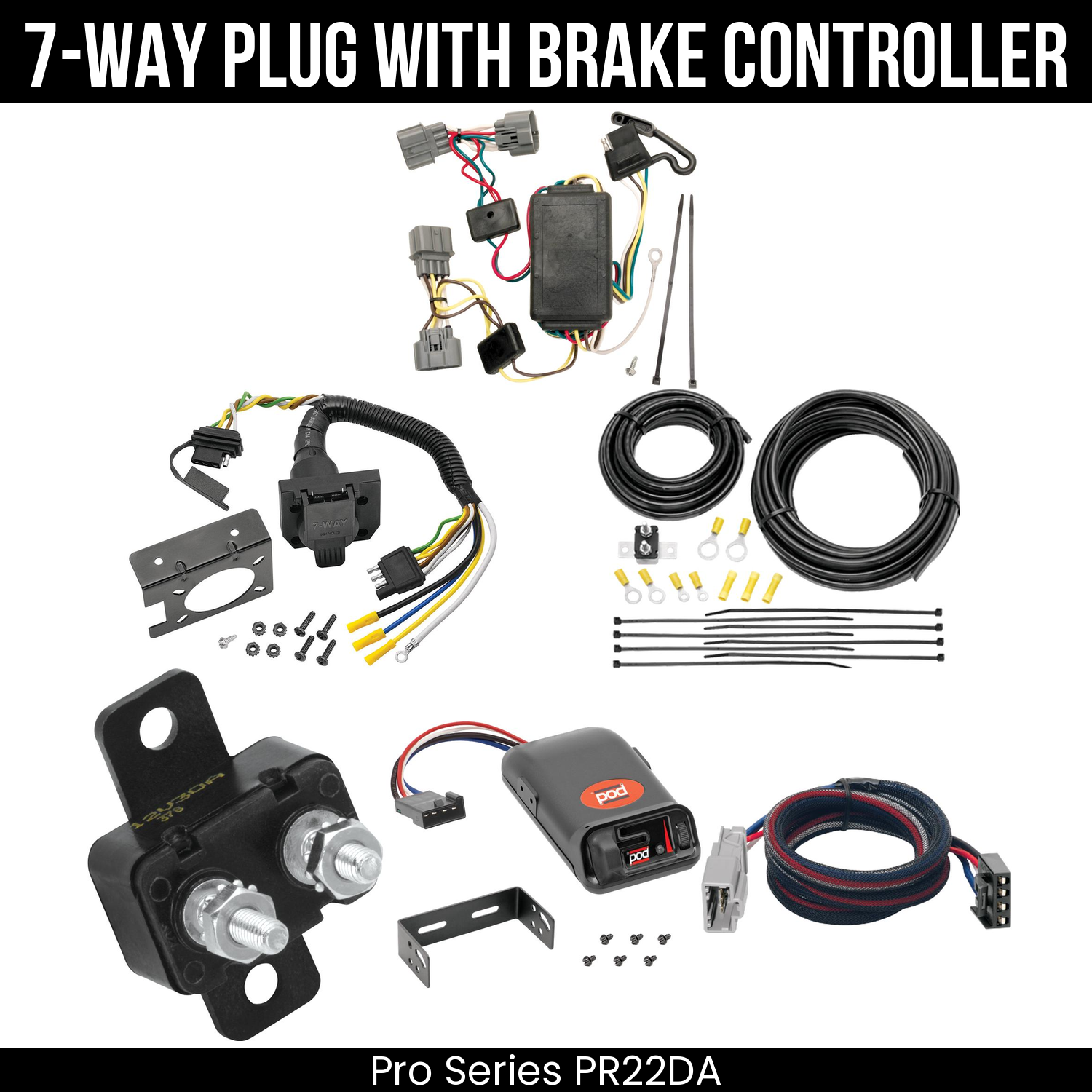 Trailer Wiring 7-Way Plug w/ Bracket , Pro Series POD Brake Control