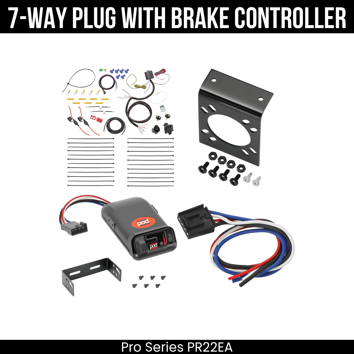 Trailer Wiring 7-Way Plug w/ Bracket , Pro Series POD Brake Control