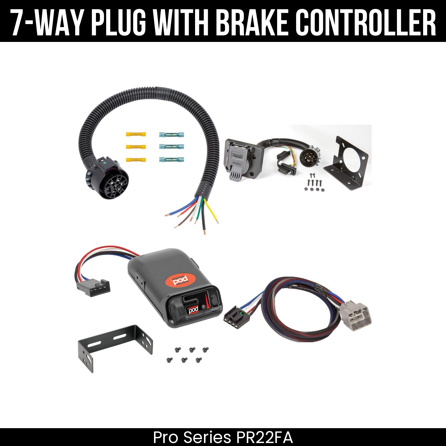 Trailer Wiring 7-Way Plug w/ Bracket , Pro Series POD Brake Control