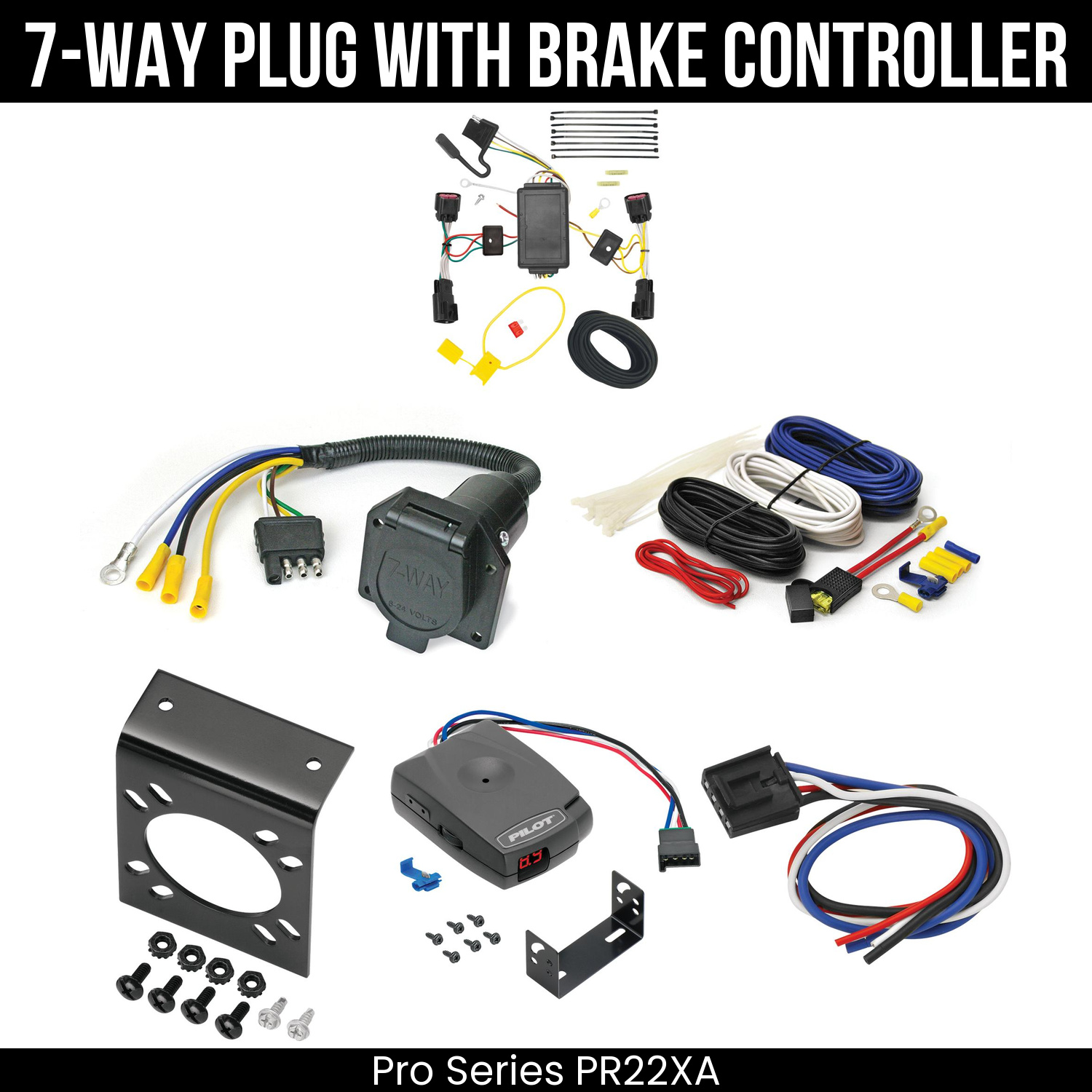 Trailer Wiring 7-Way Economy Plug w/ Bracket , Pro Series Pilot Brake Control