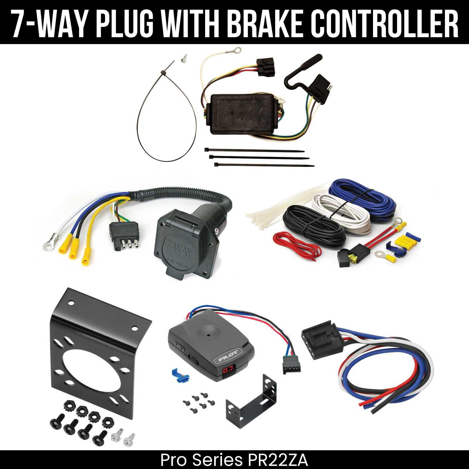 Trailer Wiring 7-Way Economy Plug w/ Bracket , Pro Series Pilot Brake Control