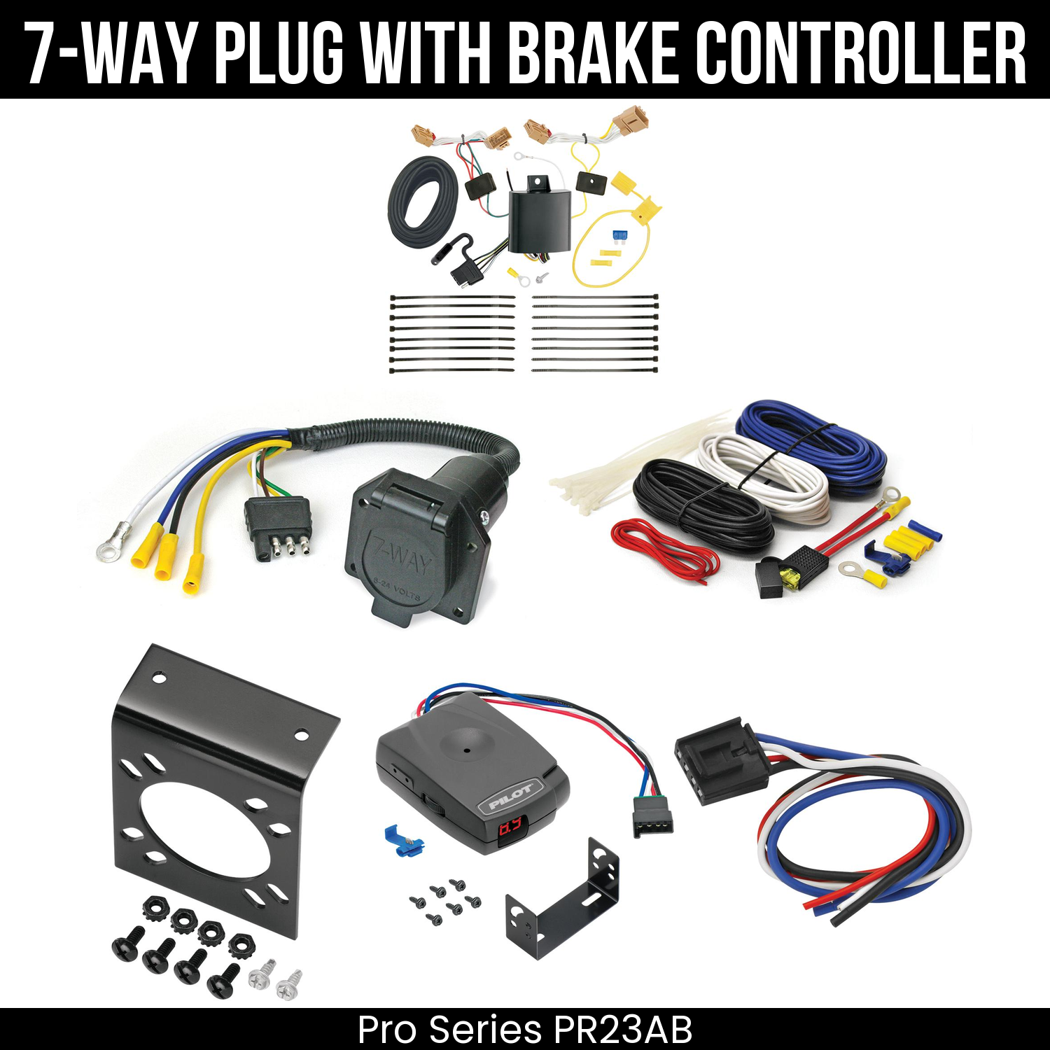 Trailer Wiring 7-Way Economy Plug w/ Bracket , Pro Series Pilot Brake Control