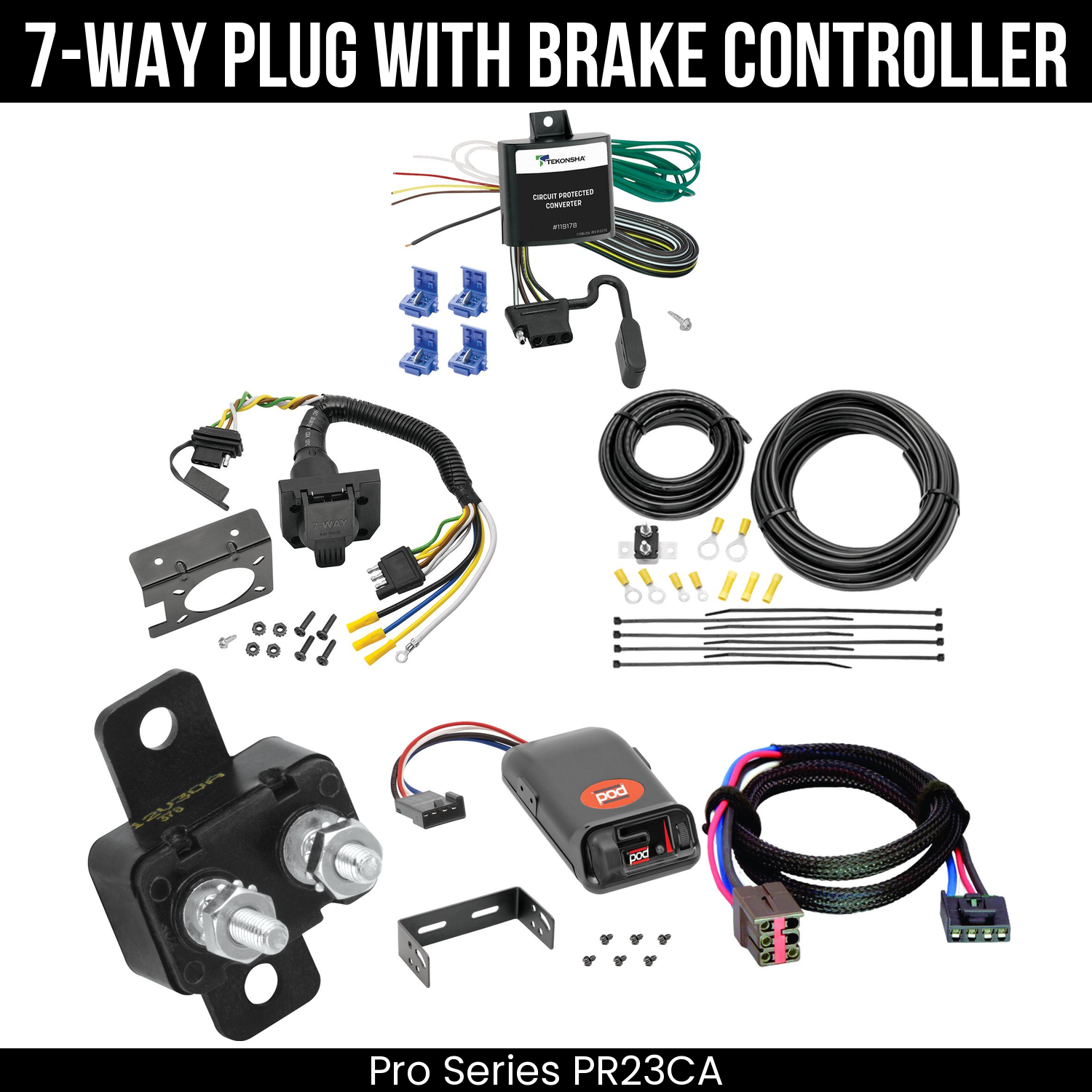 Trailer Wiring 7-Way Plug w/ Bracket , Pro Series POD Brake Control