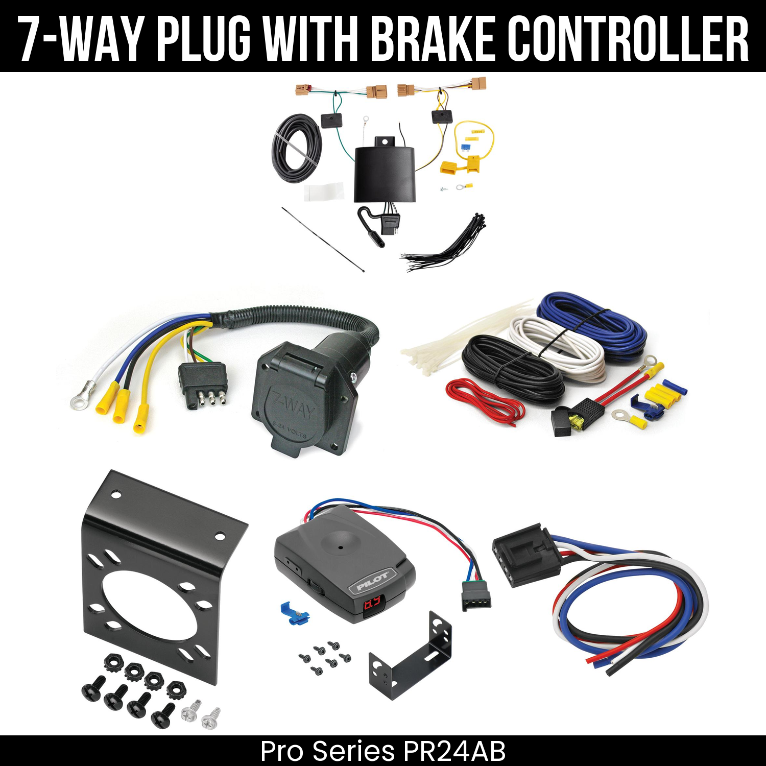 Trailer Wiring 7-Way Economy Plug w/ Bracket , Pro Series Pilot Brake Control