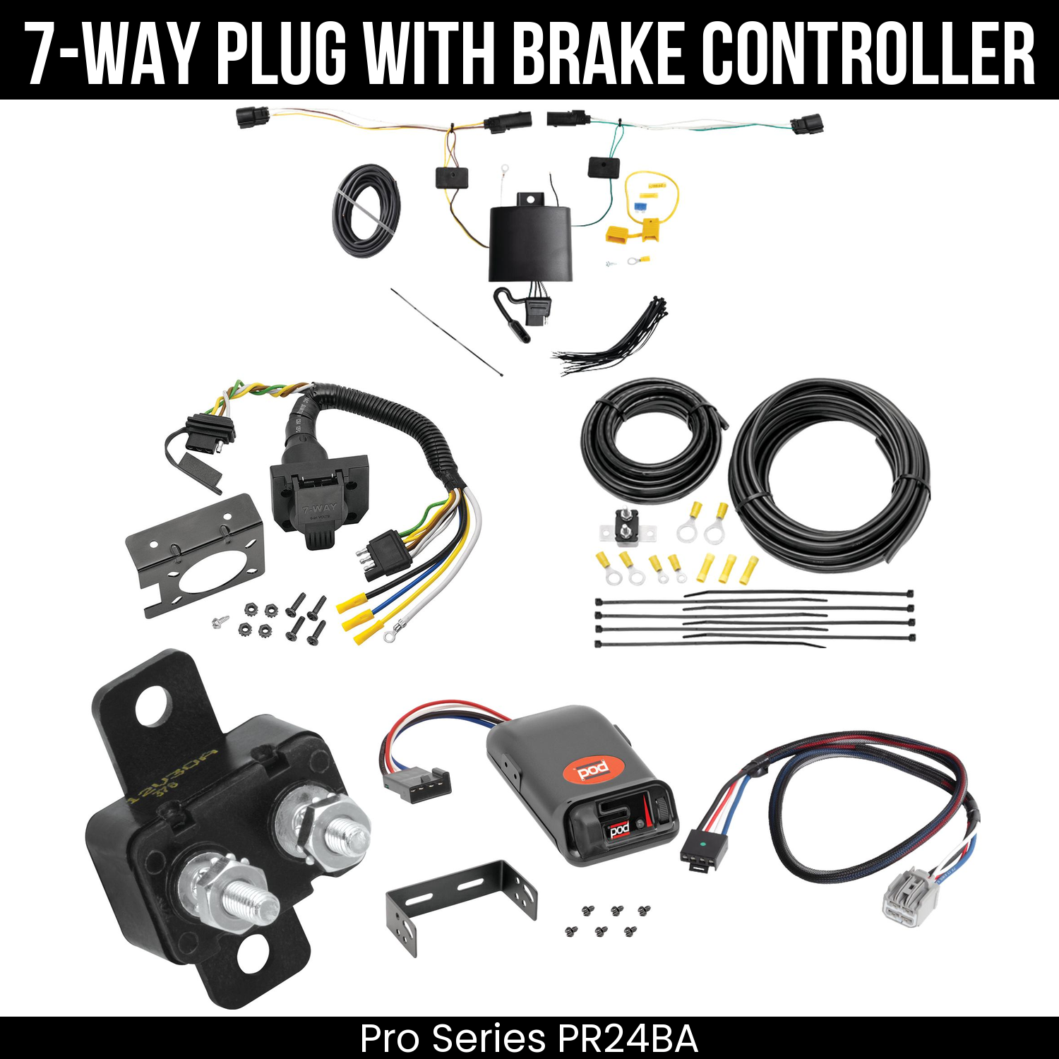 Trailer Wiring 7-Way Plug w/ Bracket , Pro Series POD Brake Control