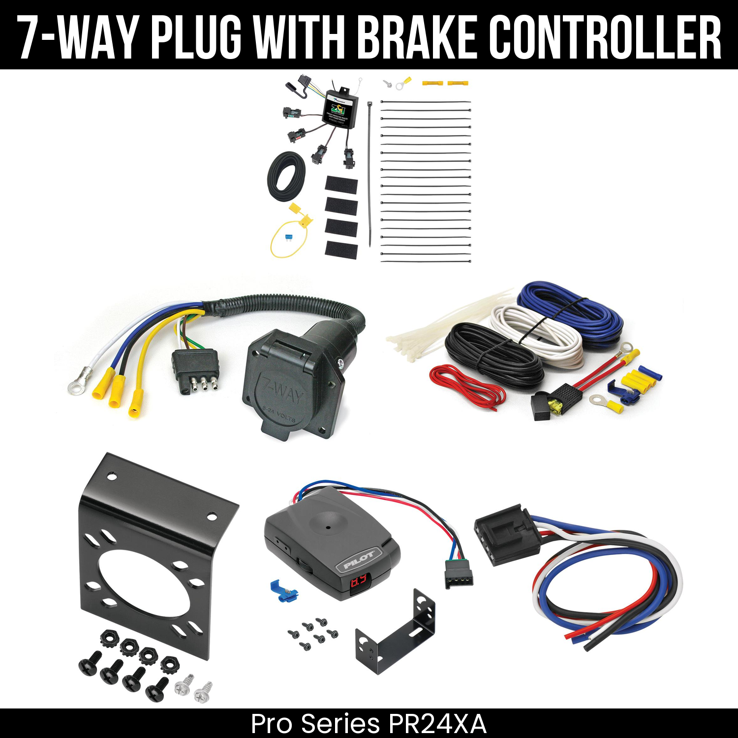Trailer Wiring 7-Way Economy Plug w/ Bracket , Pro Series Pilot Brake Control