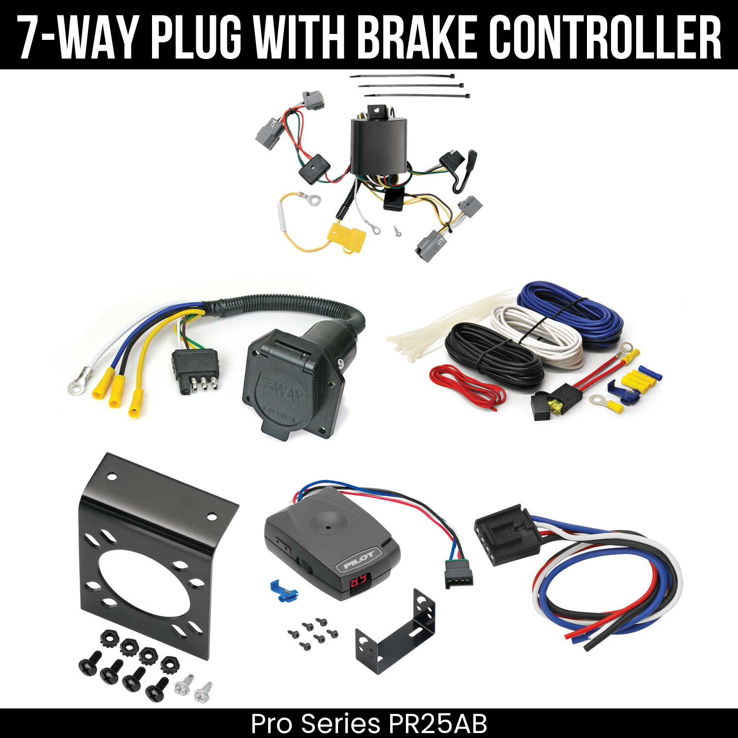 Trailer Wiring 7-Way Economy Plug w/ Bracket , Pro Series Pilot Brake Control