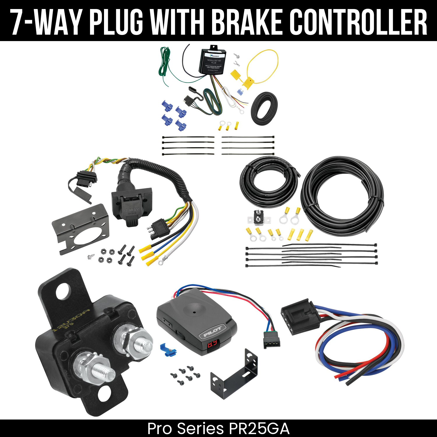 Trailer Wiring 7-Way Plug w/ Bracket , Pro Series Pilot Brake Control