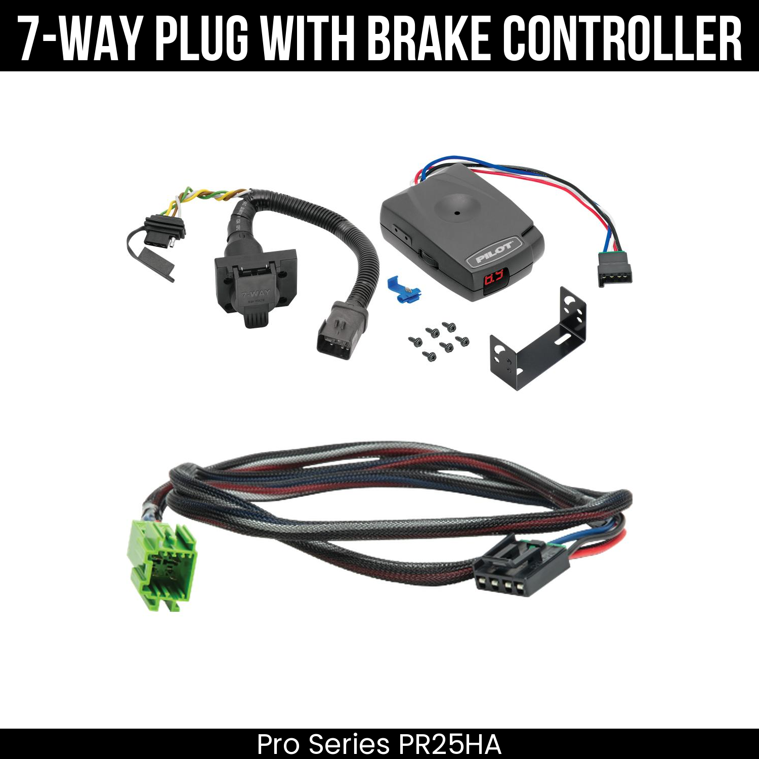 Trailer Wiring 7-Way Plug w/ Bracket , Pro Series Pilot Brake Control