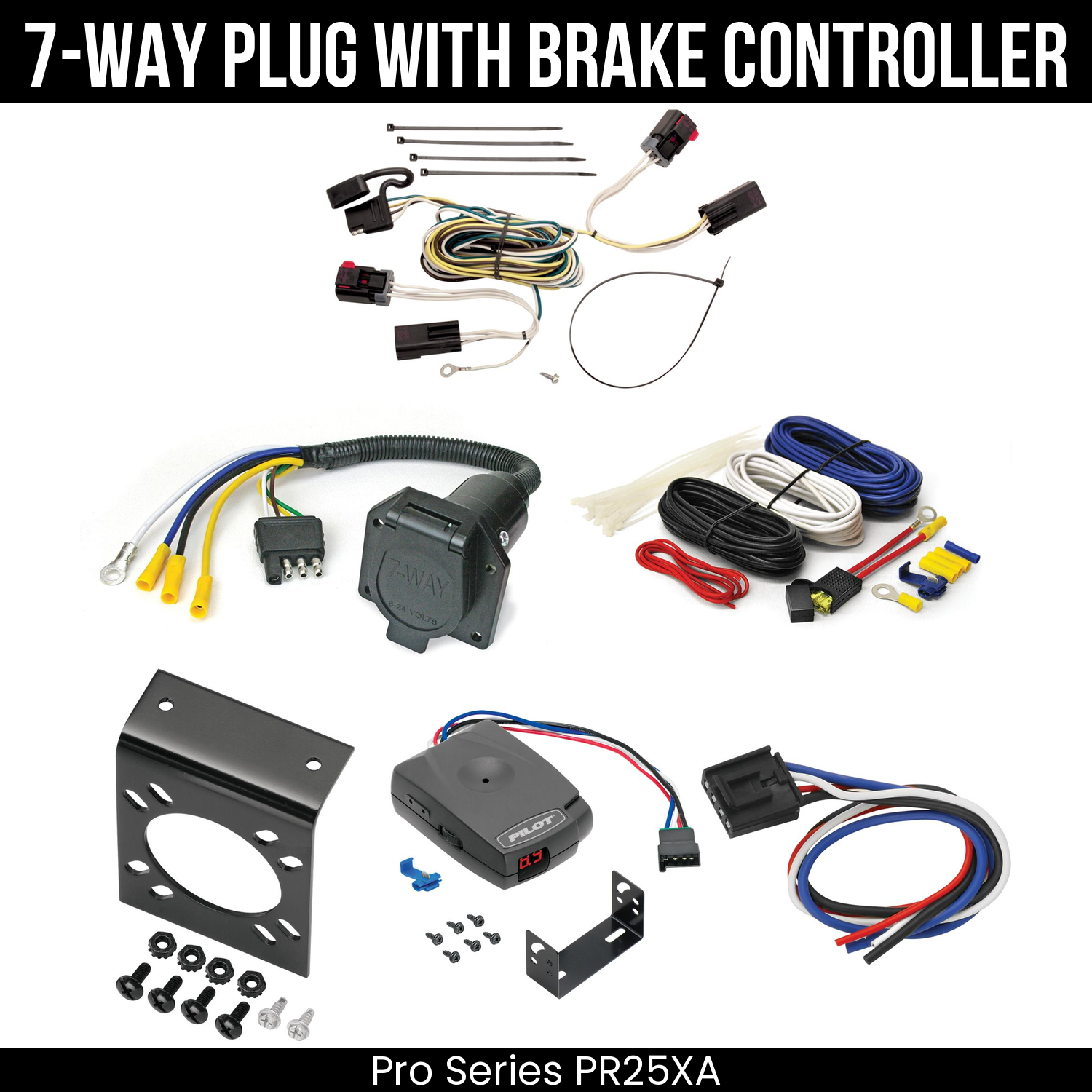Trailer Wiring 7-Way Economy Plug w/ Bracket , Pro Series Pilot Brake Control