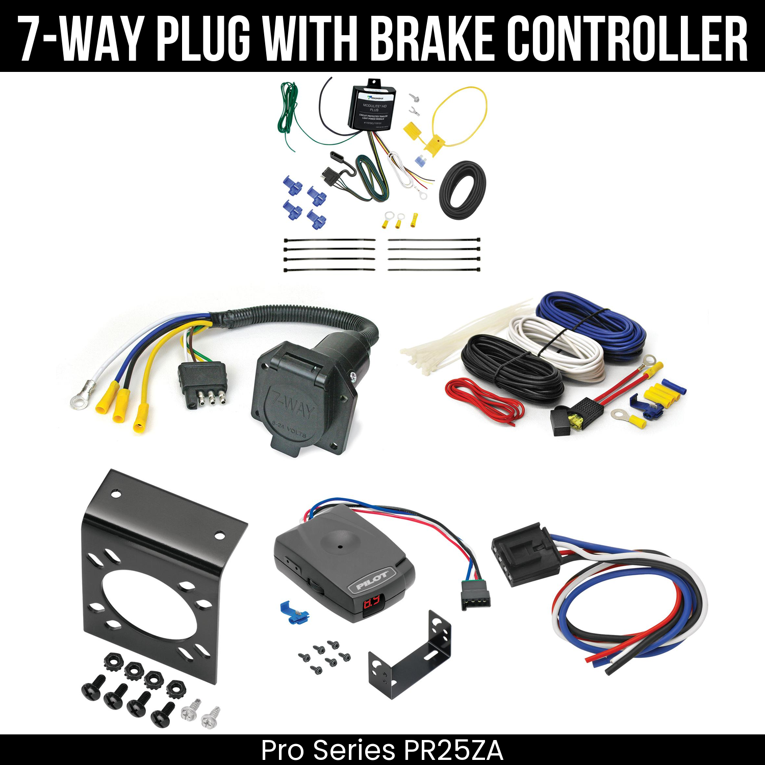 Trailer Wiring 7-Way Economy Plug w/ Bracket , Pro Series Pilot Brake Control