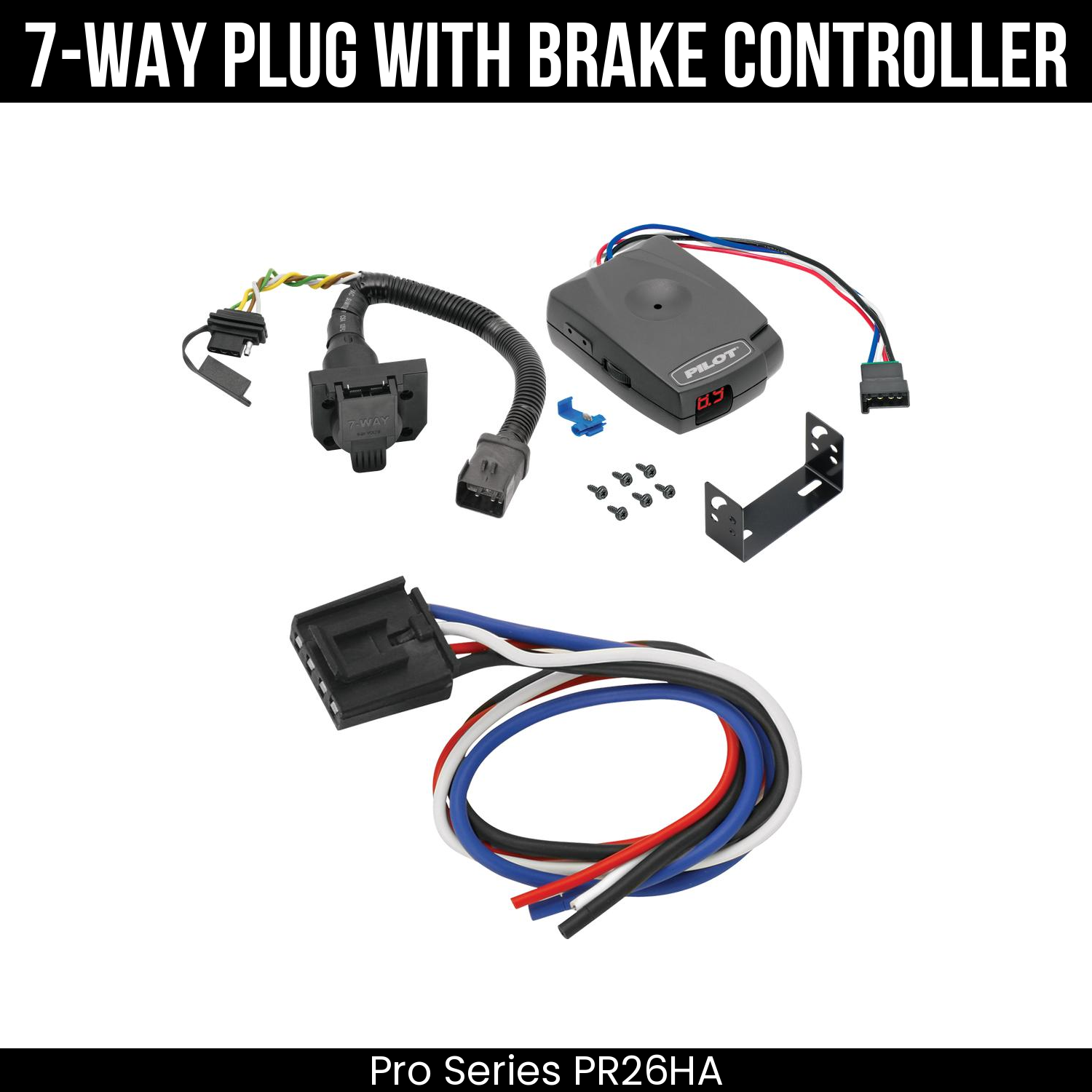 Trailer Wiring 7-Way Plug w/ Bracket , Pro Series Pilot Brake Control