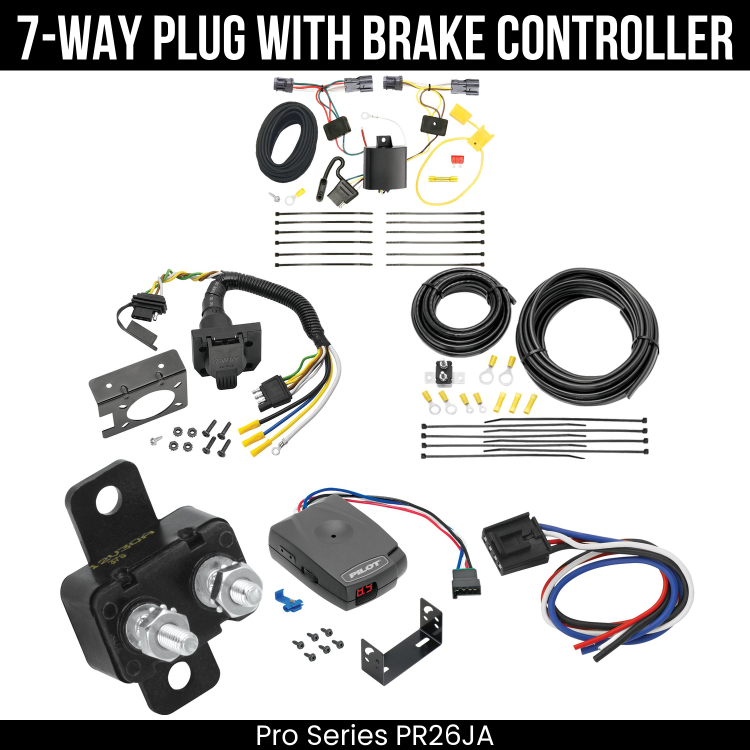 Trailer Wiring 7-Way Plug w/ Bracket , Pro Series Pilot Brake Control