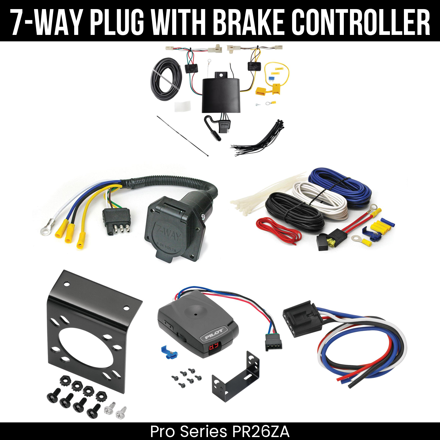 Trailer Wiring 7-Way Economy Plug w/ Bracket , Pro Series Pilot Brake Control