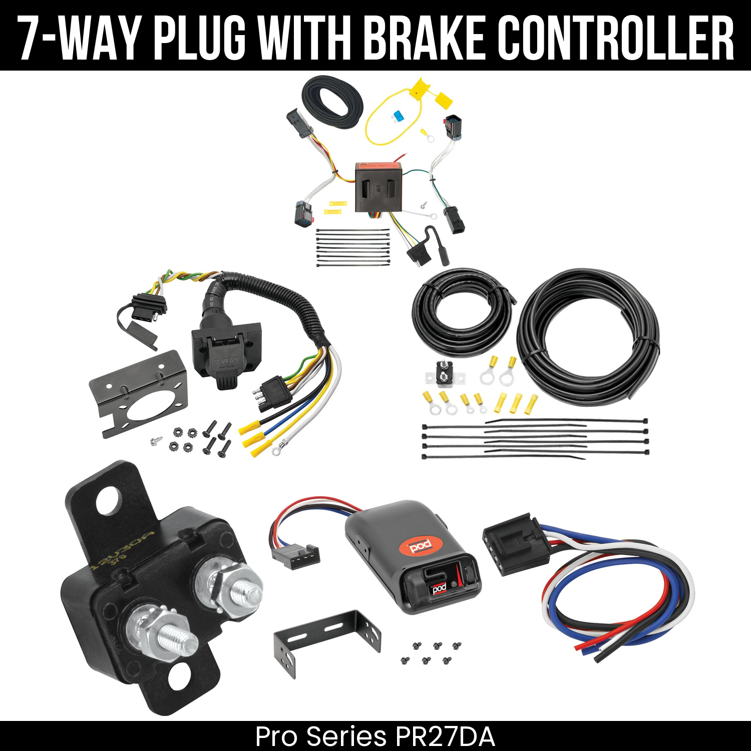 Trailer Wiring 7-Way Plug w/ Bracket , Pro Series POD Brake Control