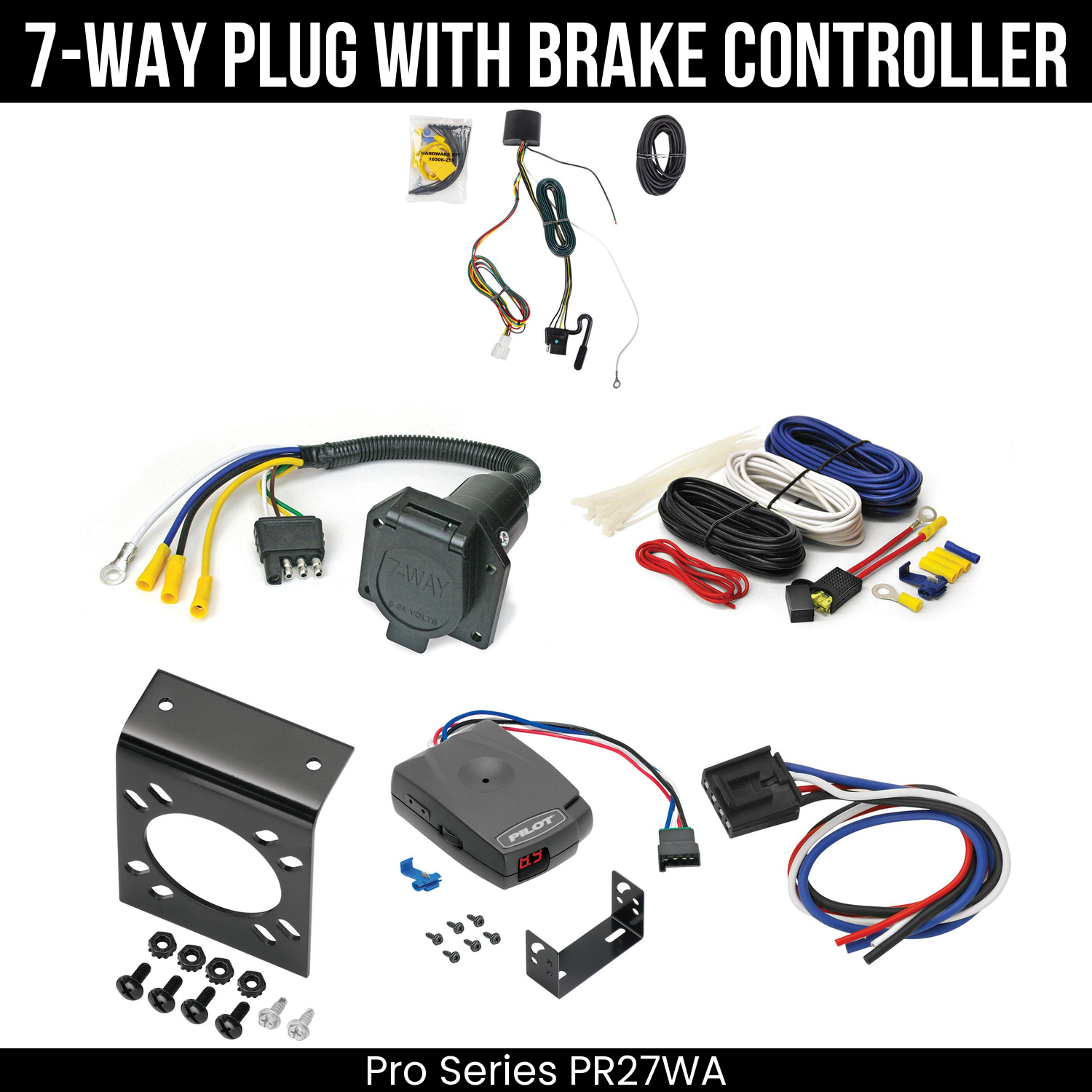 Trailer Wiring 7-Way Economy Plug w/ Bracket , Pro Series Pilot Brake Control