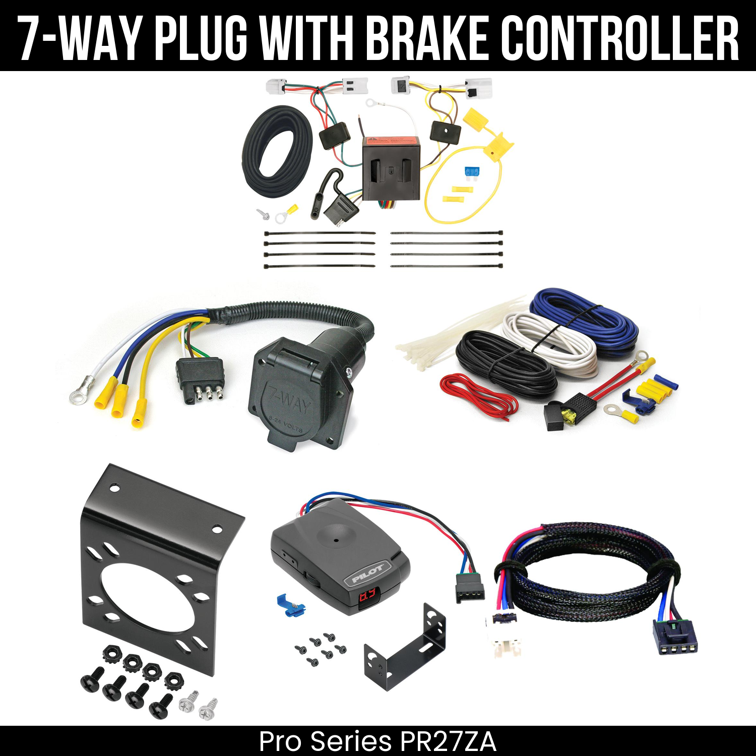 Trailer Wiring 7-Way Economy Plug w/ Bracket , Pro Series Pilot Brake Control