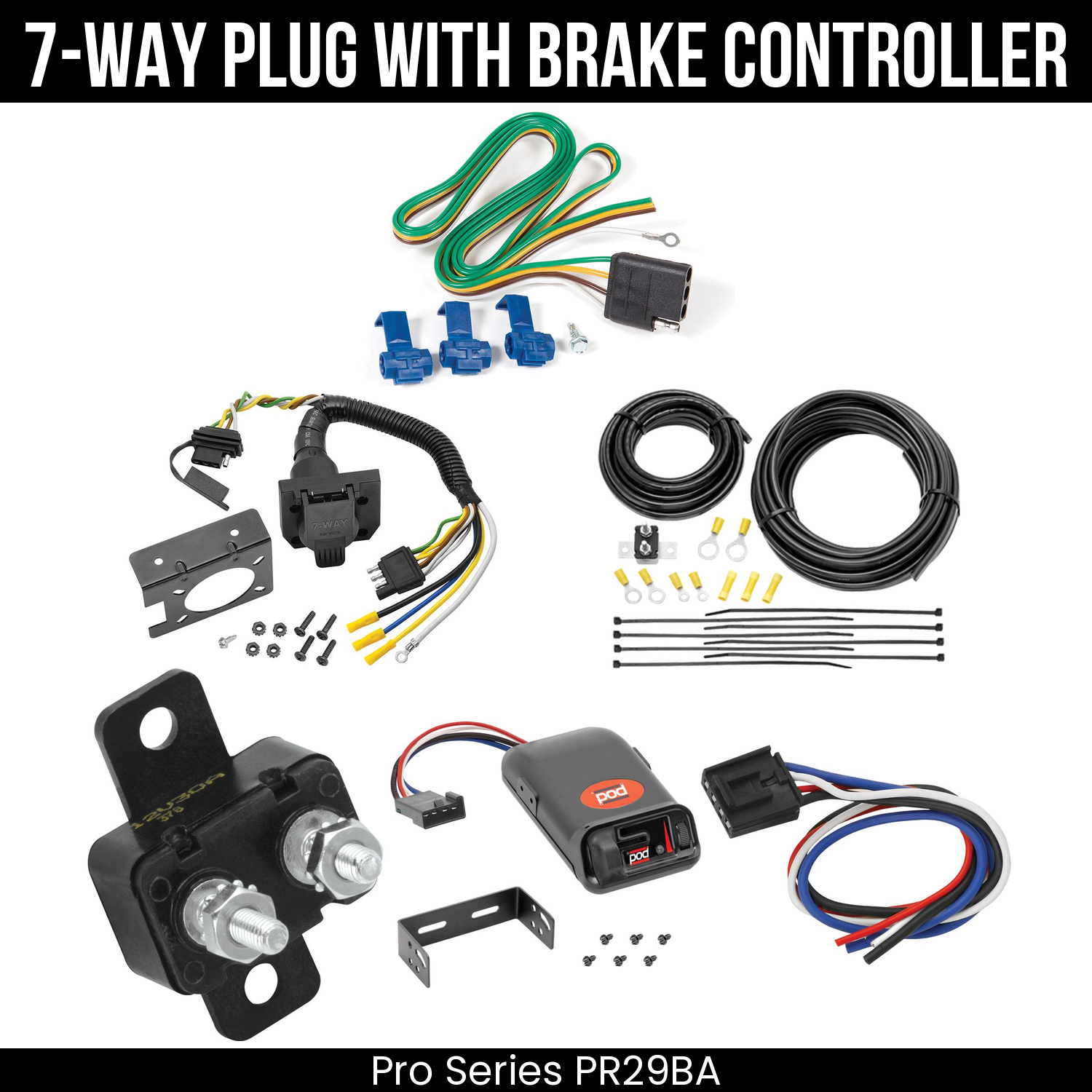 Trailer Wiring 7-Way Plug w/ Bracket , Pro Series POD Brake Control