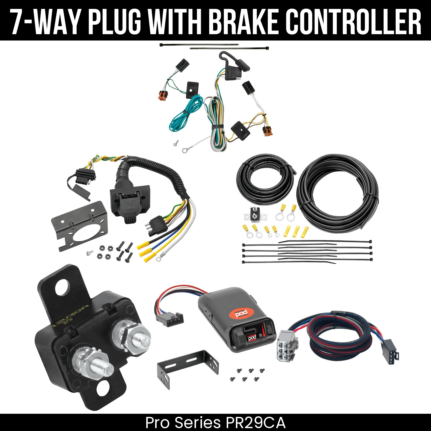 Trailer Wiring 7-Way Plug w/ Bracket , Pro Series POD Brake Control
