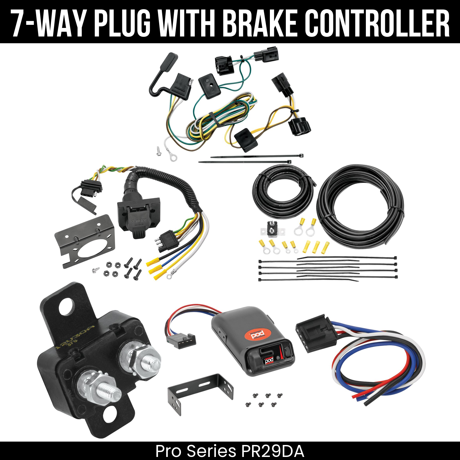 Trailer Wiring 7-Way Plug w/ Bracket , Pro Series POD Brake Control