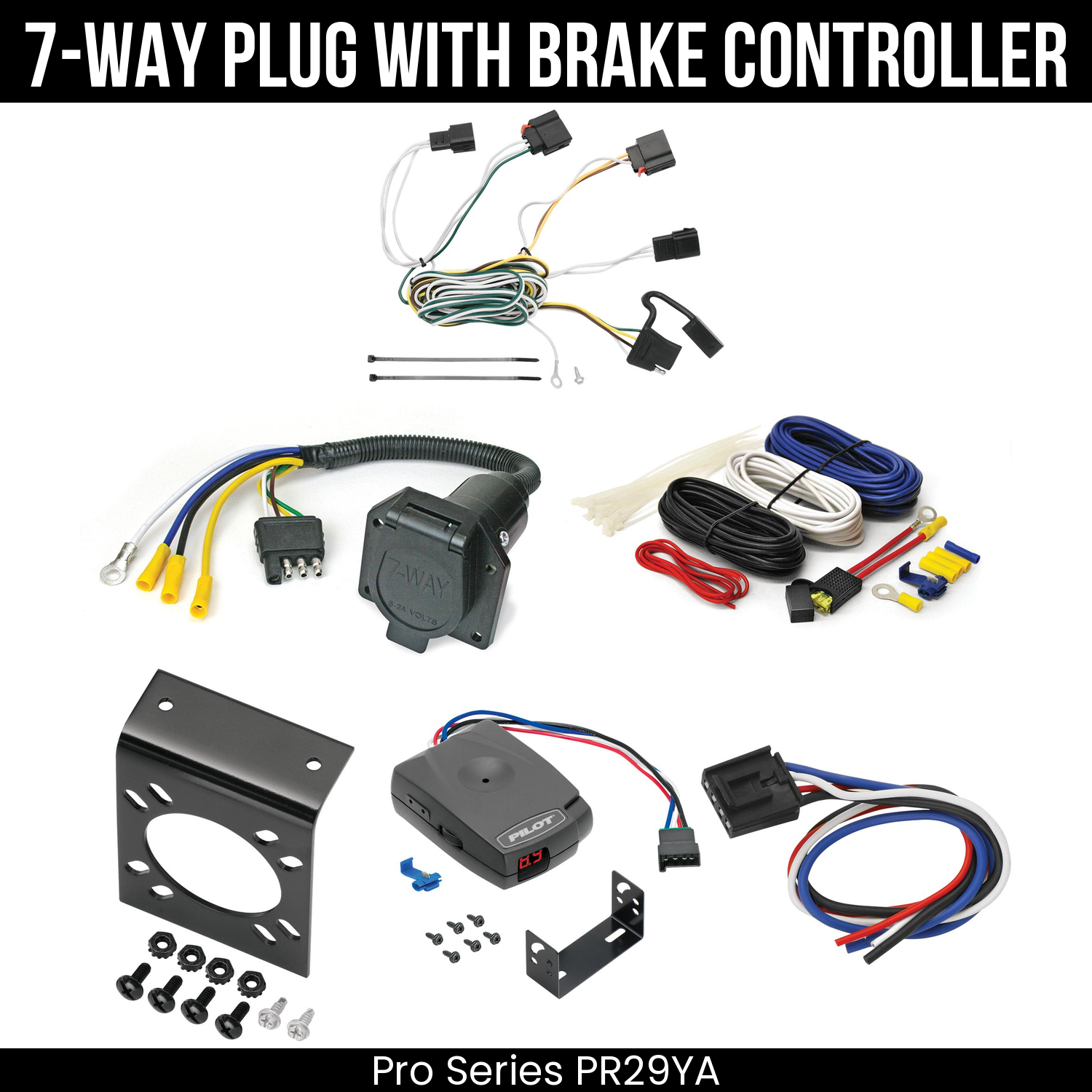 Trailer Wiring 7-Way Economy Plug w/ Bracket , Pro Series Pilot Brake Control