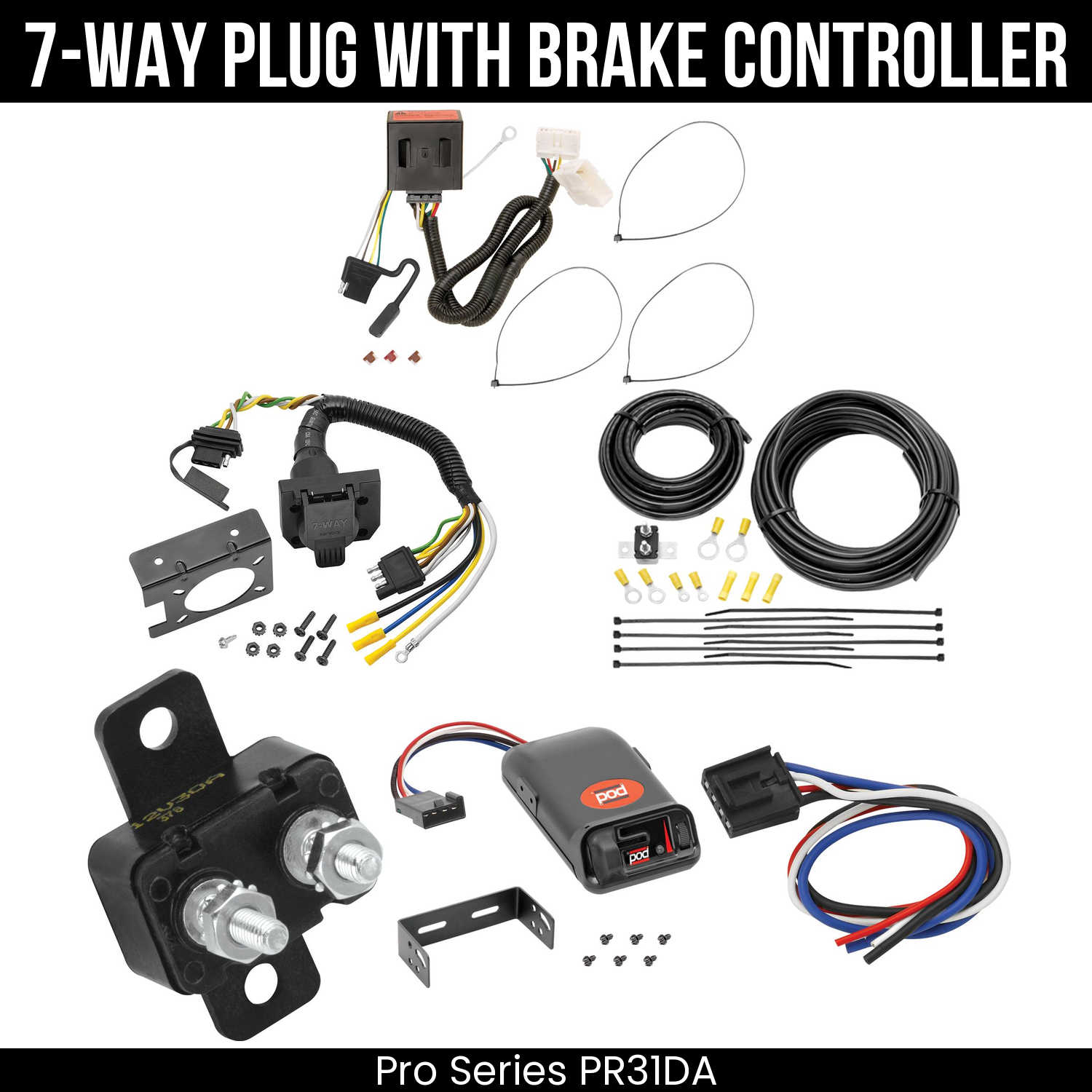 Trailer Wiring 7-Way Plug w/ Bracket , Pro Series POD Brake Control