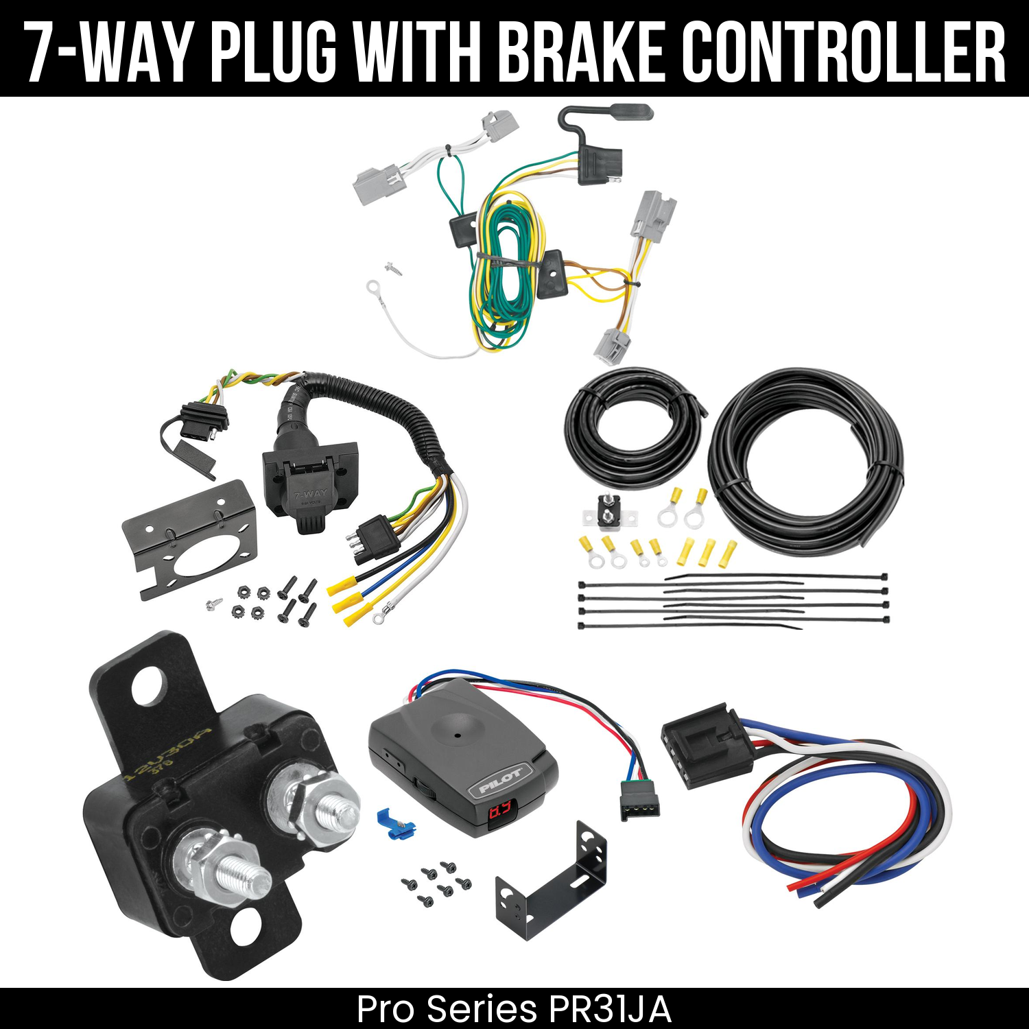 Trailer Wiring 7-Way Plug w/ Bracket , Pro Series Pilot Brake Control